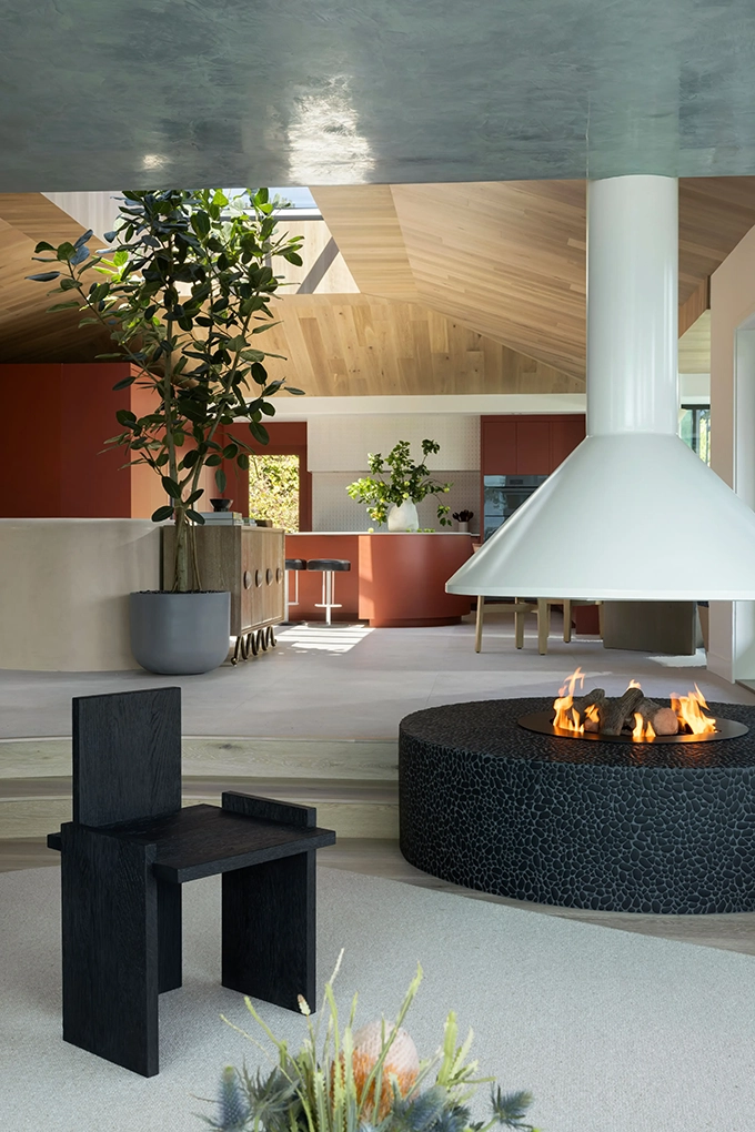 Deep Cove living room and fireplace