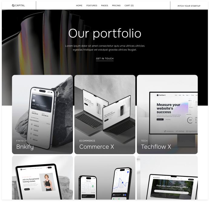 Capital - Portfolio V1 Page - Venture Capital Webflow Template | Brix Templates