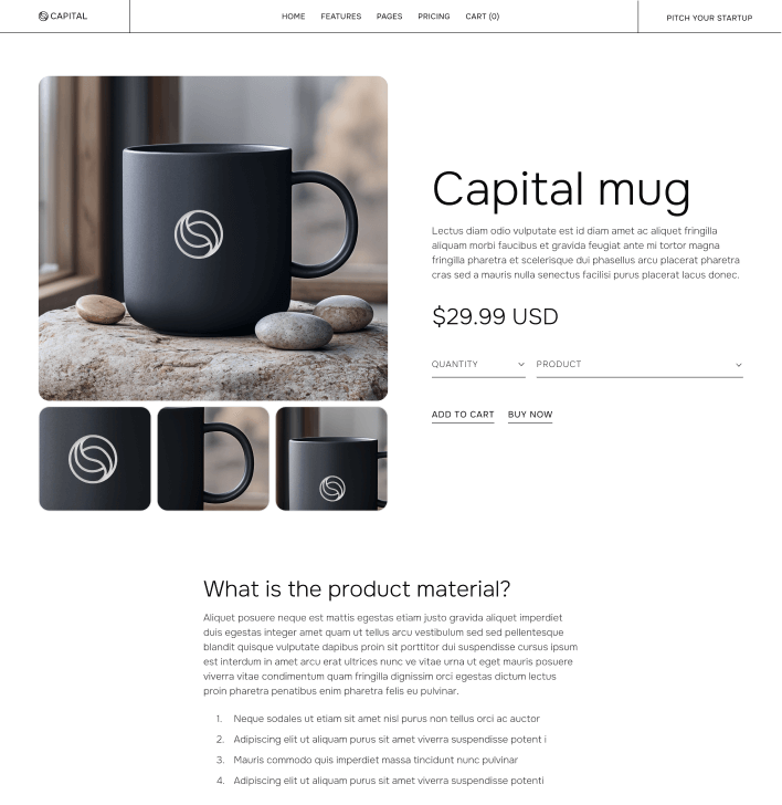 Capital - Shop Single Main Page - Venture Capital Webflow Template | Brix Templates