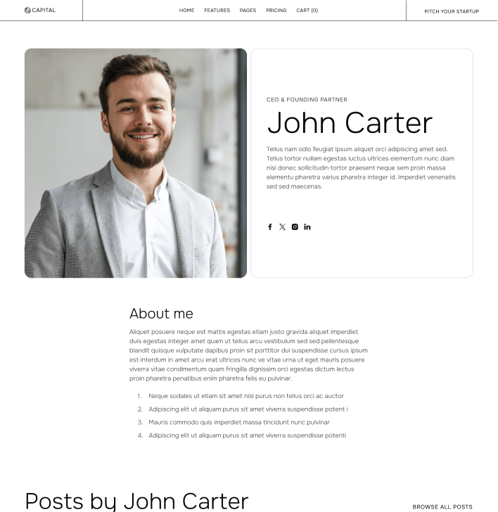 Capital - Investors Single Main Page - Venture Capital Webflow Template | Brix Templates