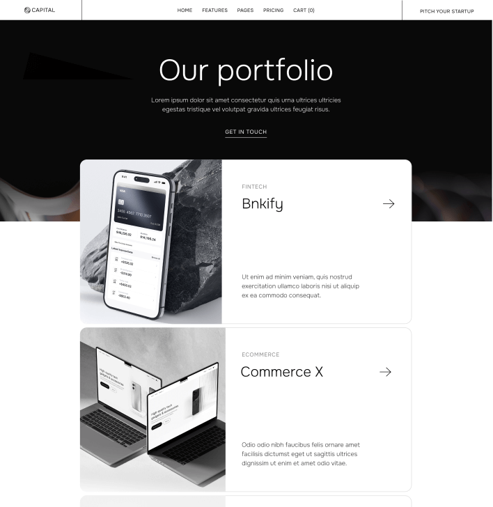 Capital - Portfolio V3 Main Page - Venture Capital Webflow Template | Brix Templates