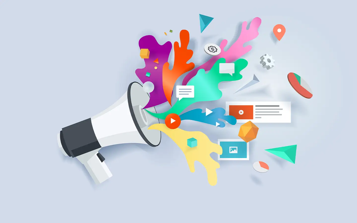 megaphone with social media icons