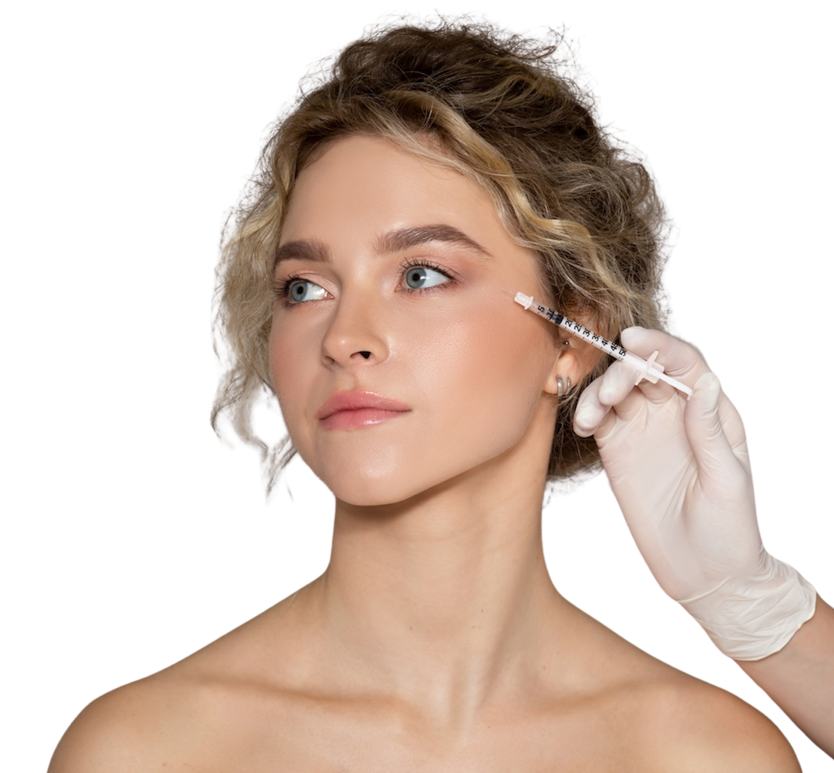 Lady getting botox treatment. 