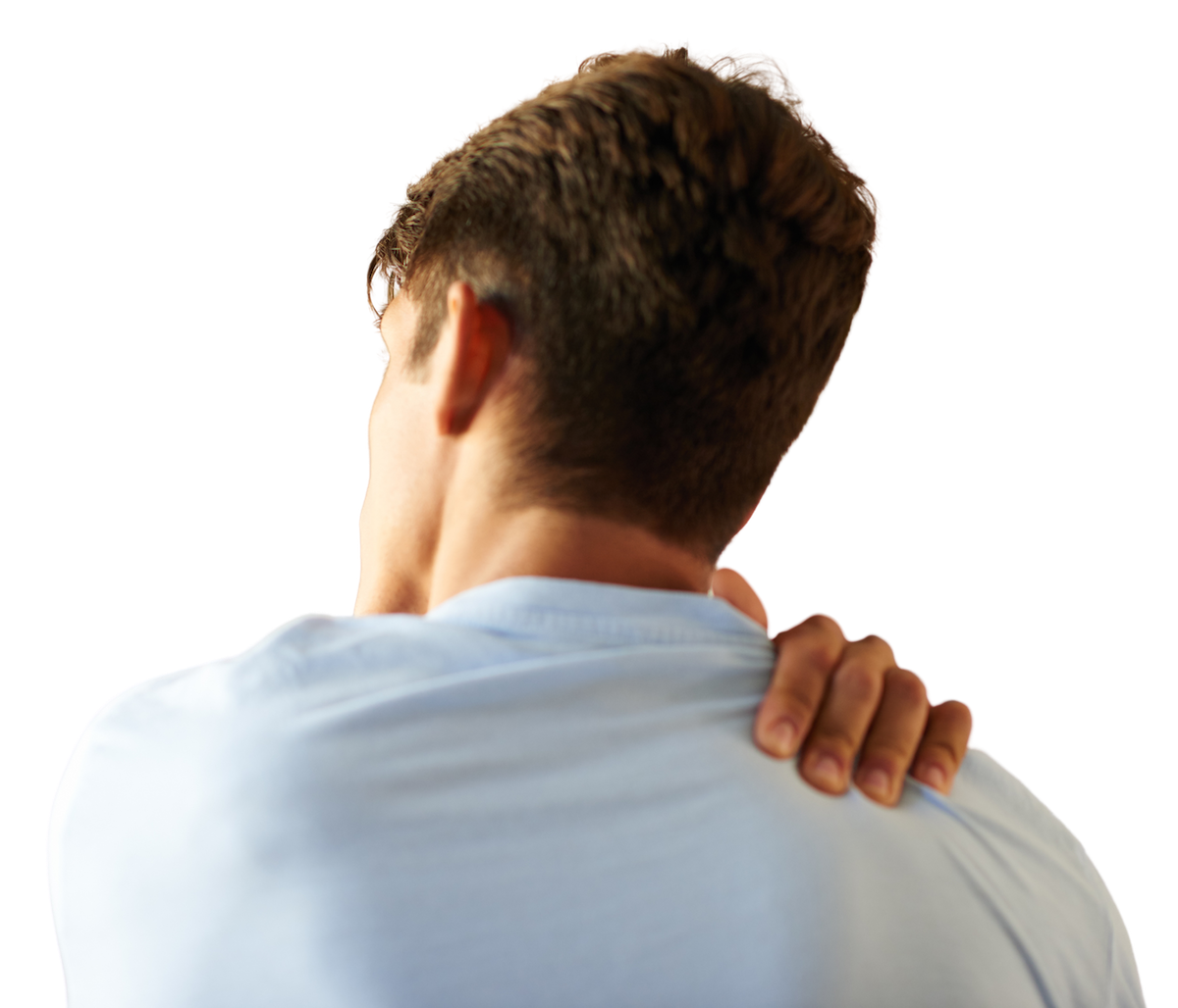 Man facing with his back towards us. 