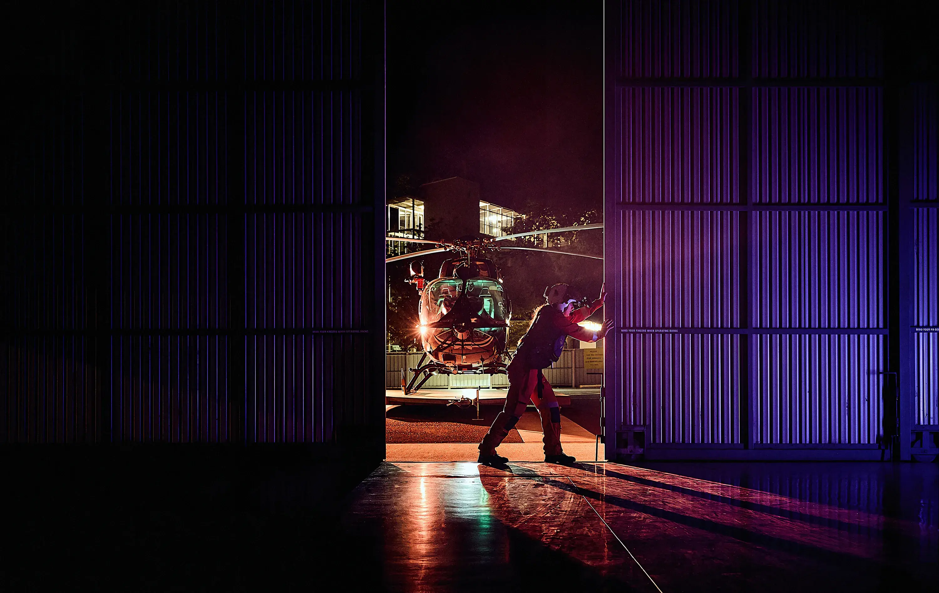 Search and rescue helicopter warehouse