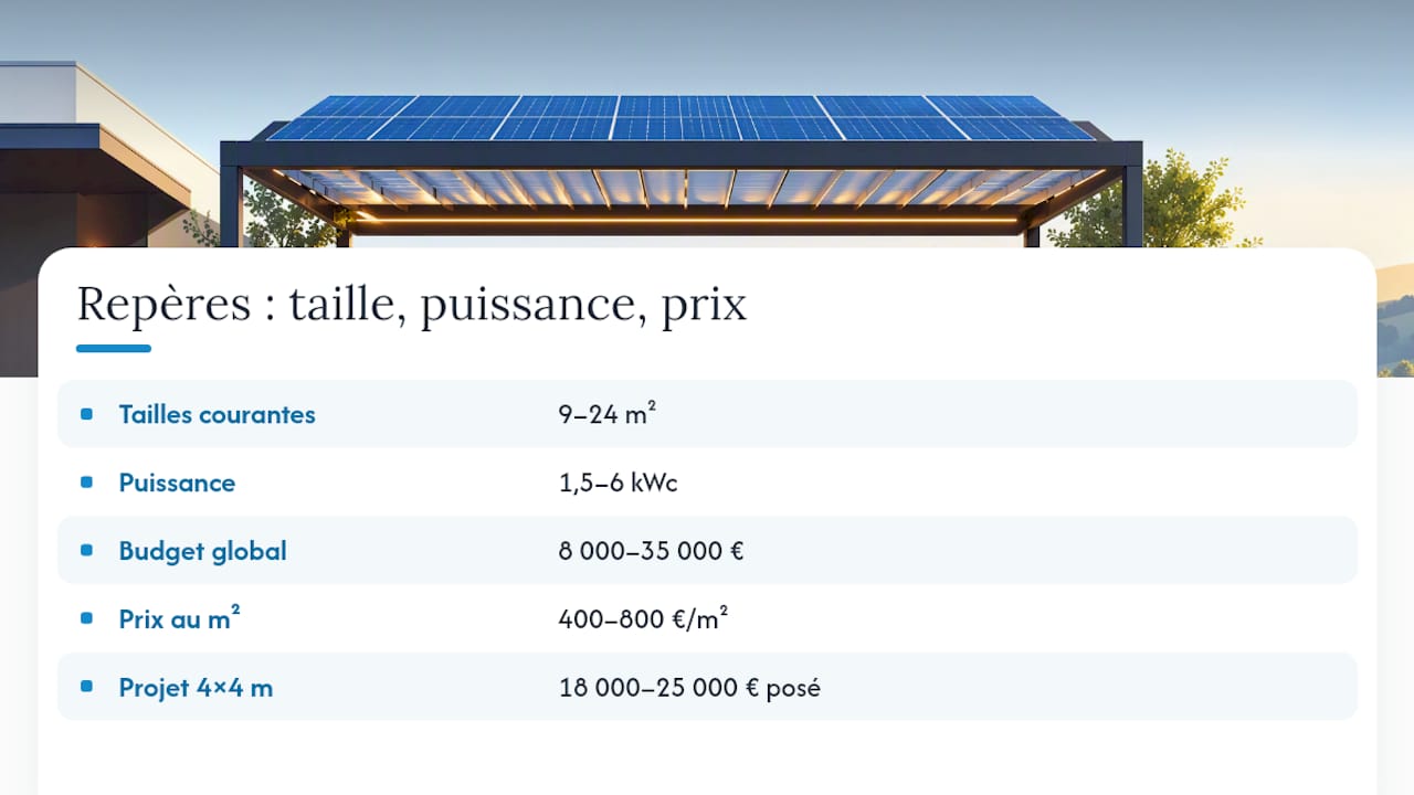 Références de prix et de puissance solaire