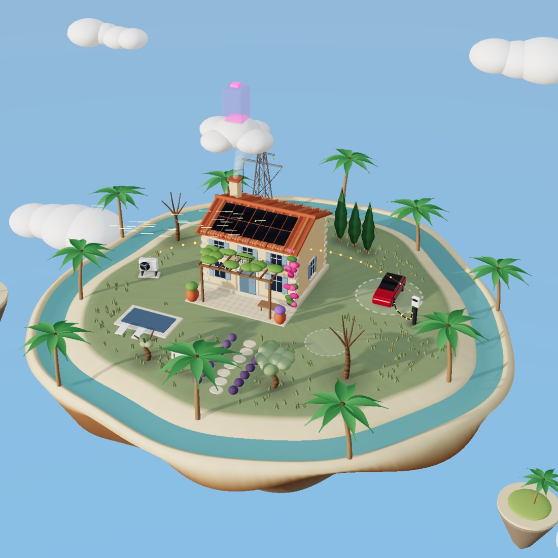 La maison du simulateur solaire 3D en hiver