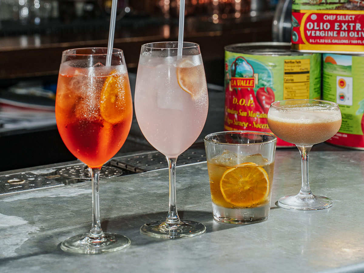 Drinks on the bar at La Bella Italian restaurant