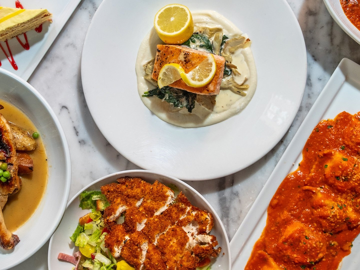 Entrees on the table at La Bella Italian restaurant