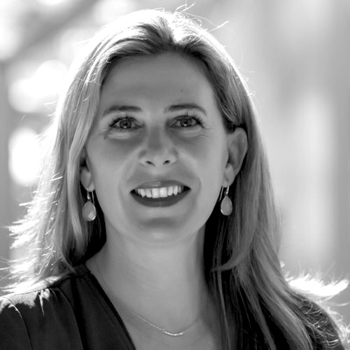 Smiling blonde white woman