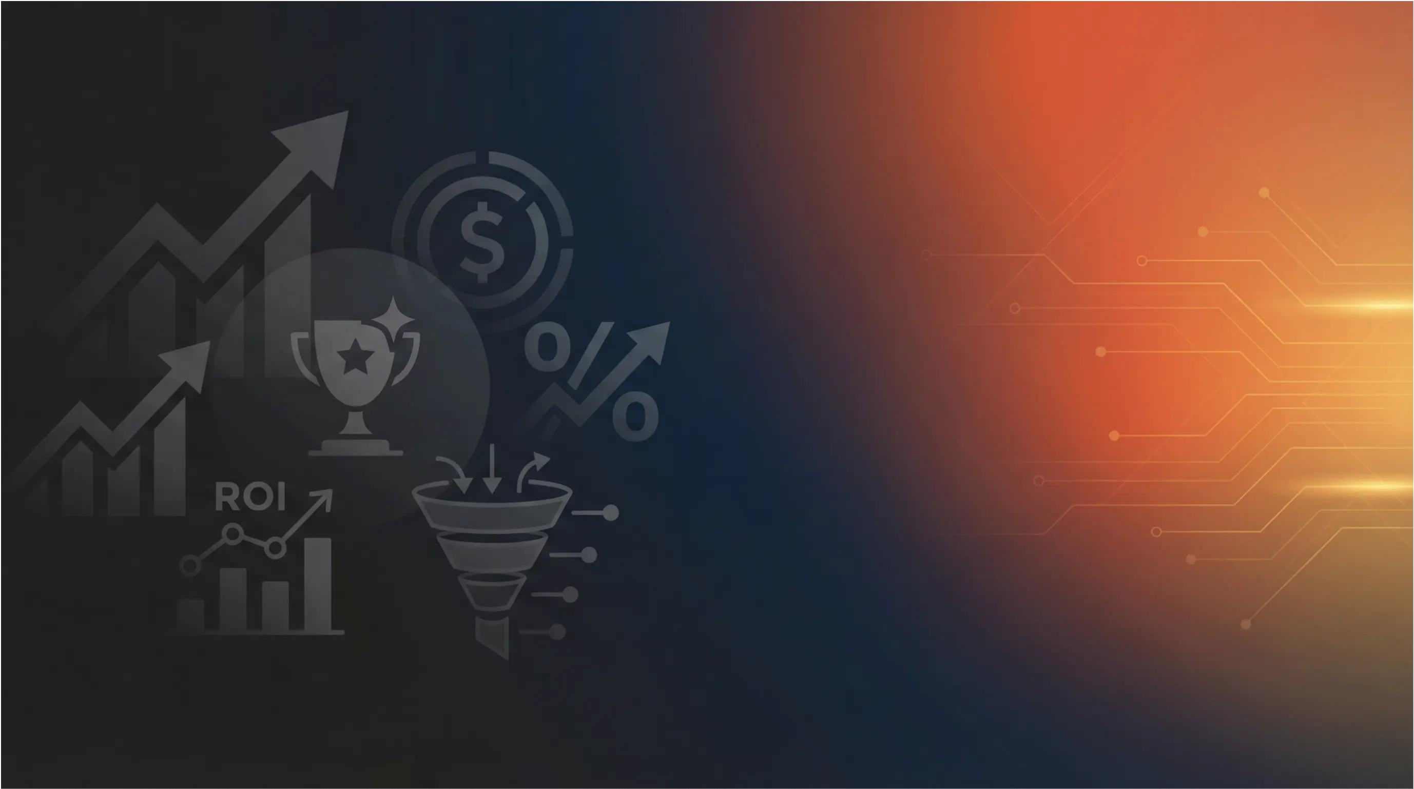 Abstract image with marketing ROI icons, illustrating a gym's financial growth from a successful marketing contest.