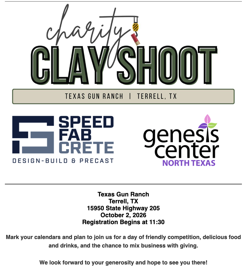 2026 Genesis Center North Texas and Speed Fab-Crete Charity Clay Shoot