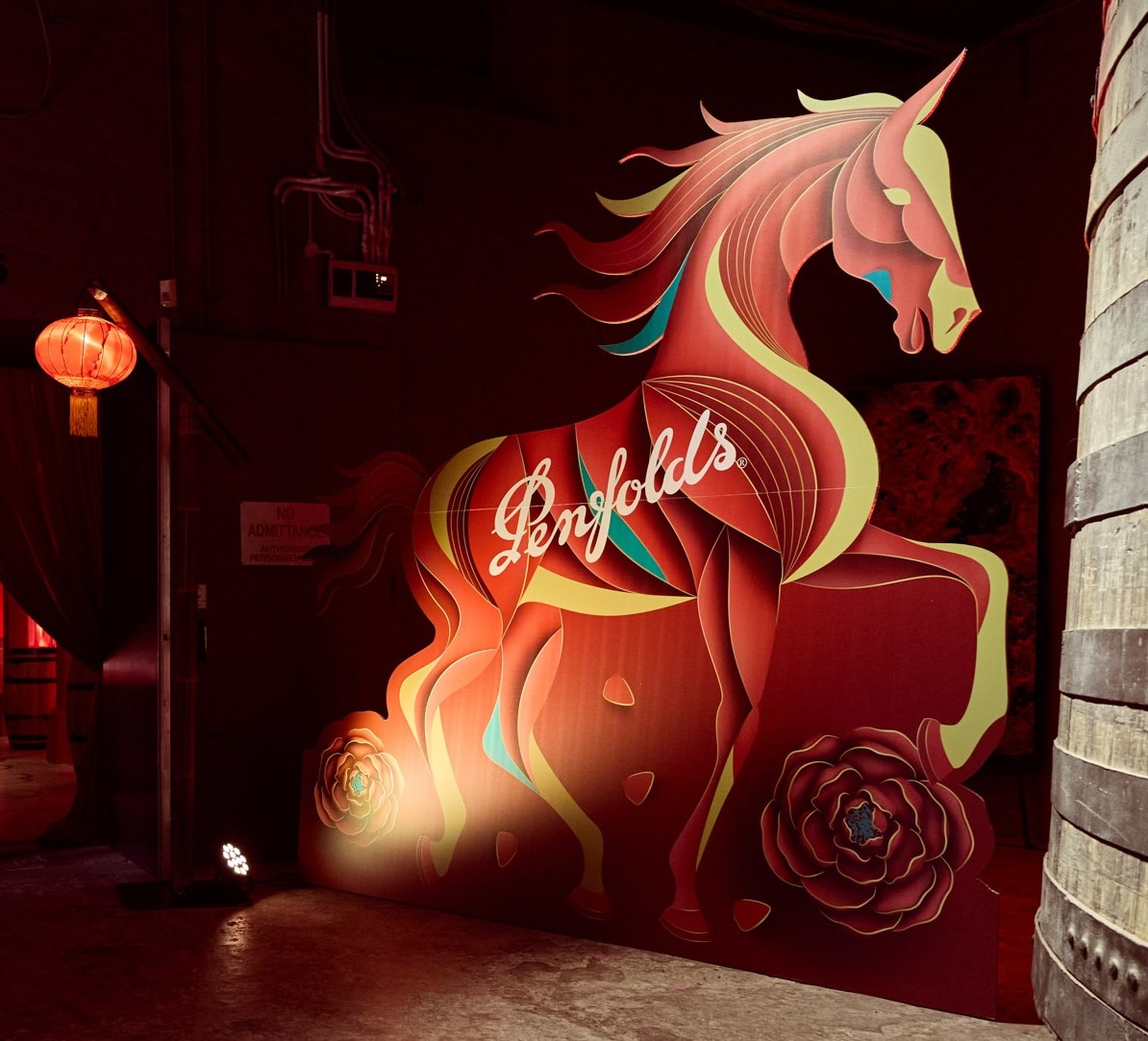 Penfolds Lunar New Year event — branded horse sculpture installation at Magill Estate