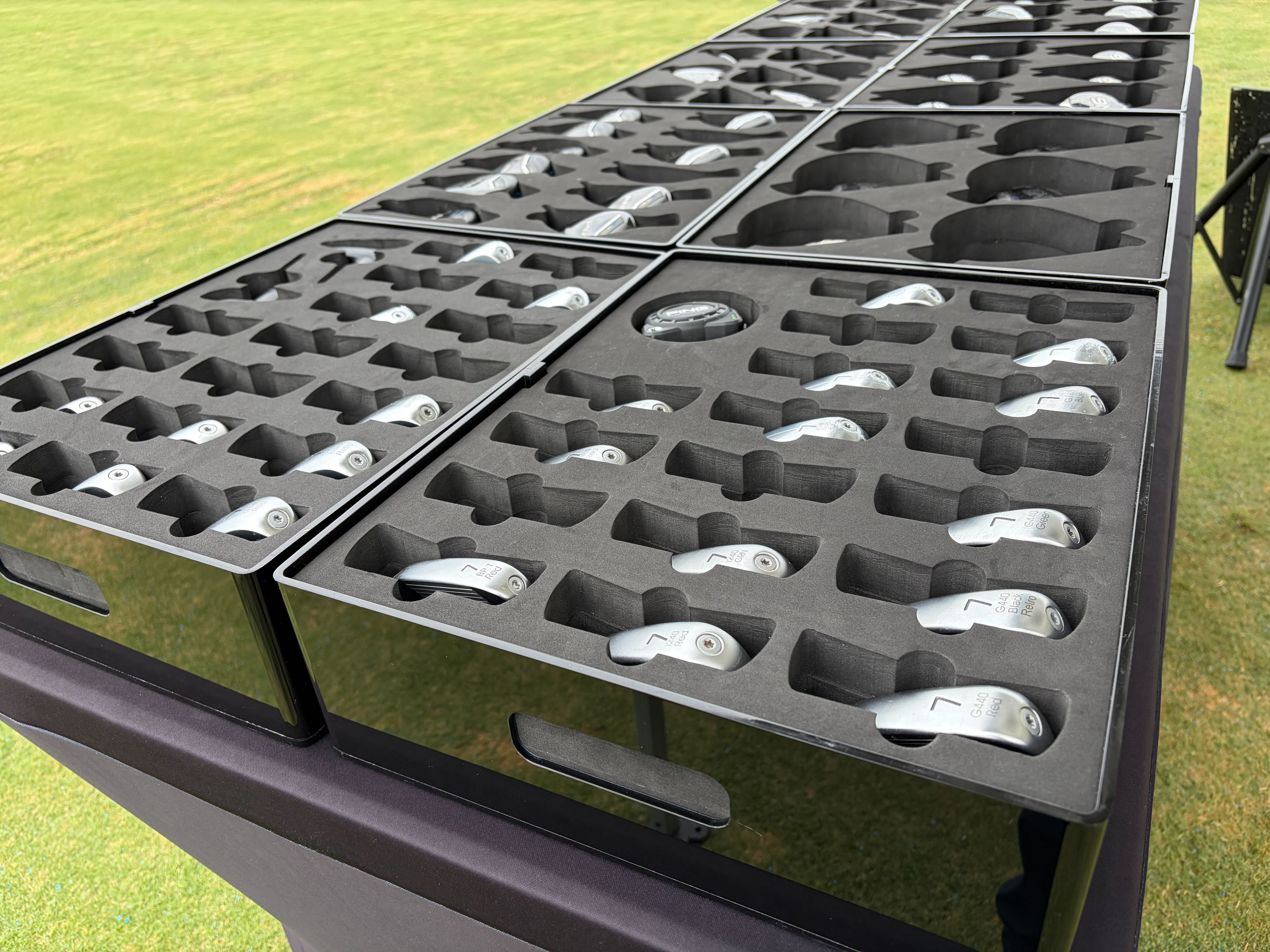 Ping club head carrier system — outdoor product photography