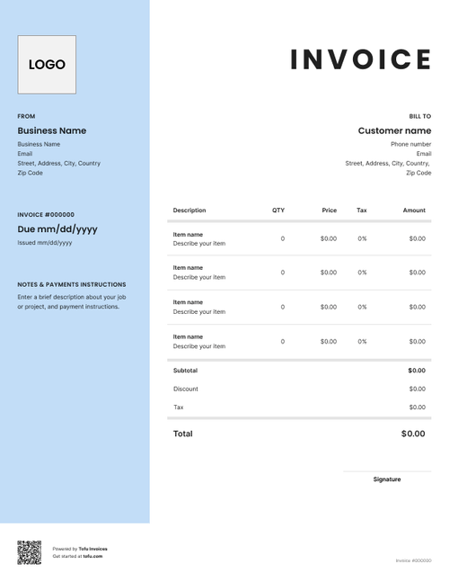 Free Remodeling Invoice Templates | Tofu Field Service