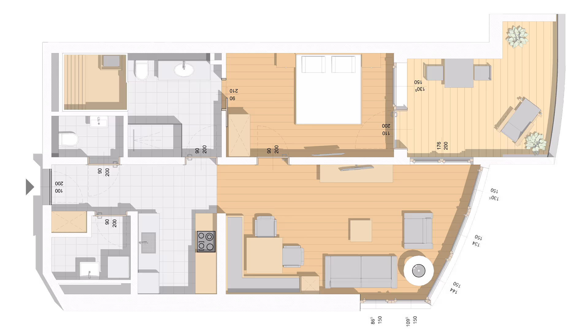 Grundriss des Hubertus Apartments Choralm.