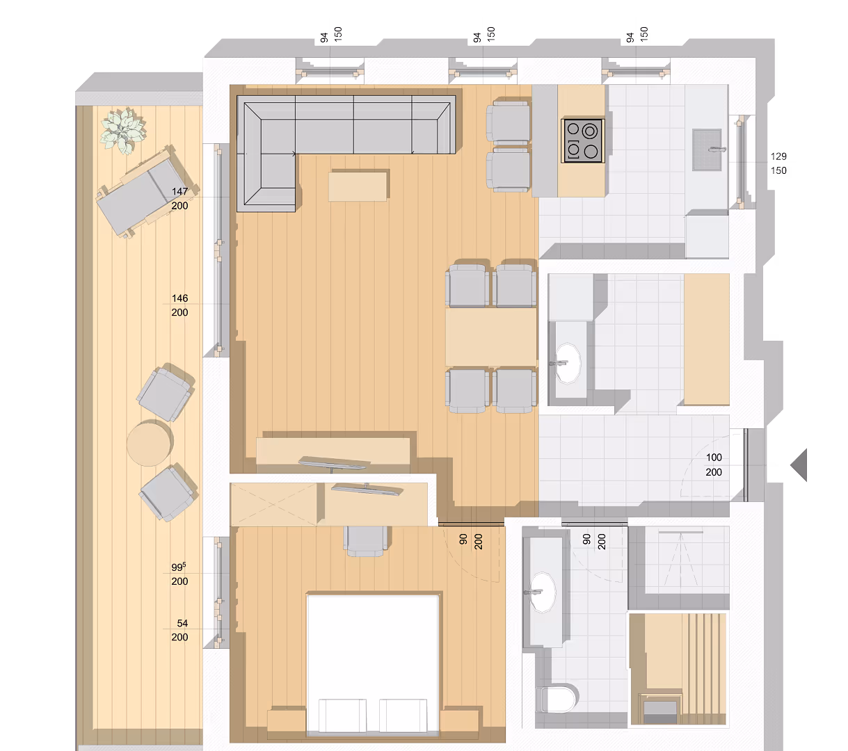 Grundriss des Hubertus Apartments Sonnberg.