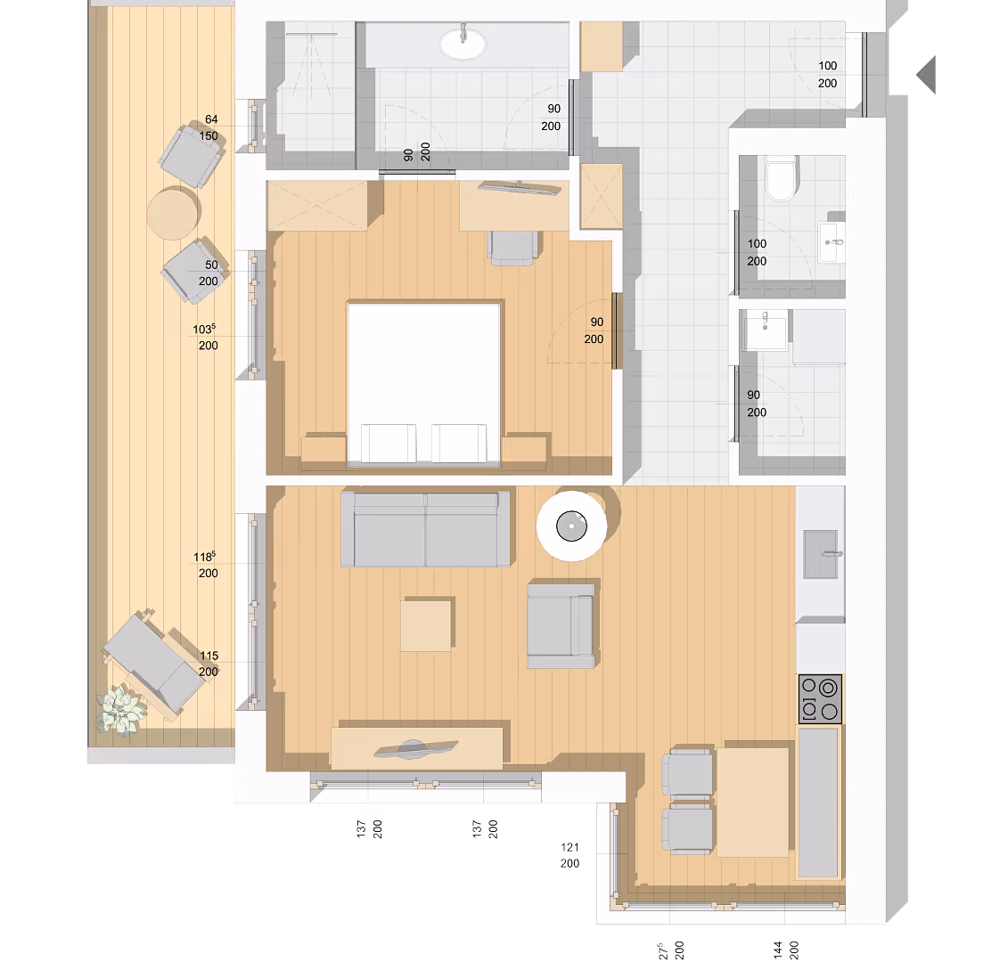 Grundriss des Hubertus Apartment Gaisberg.