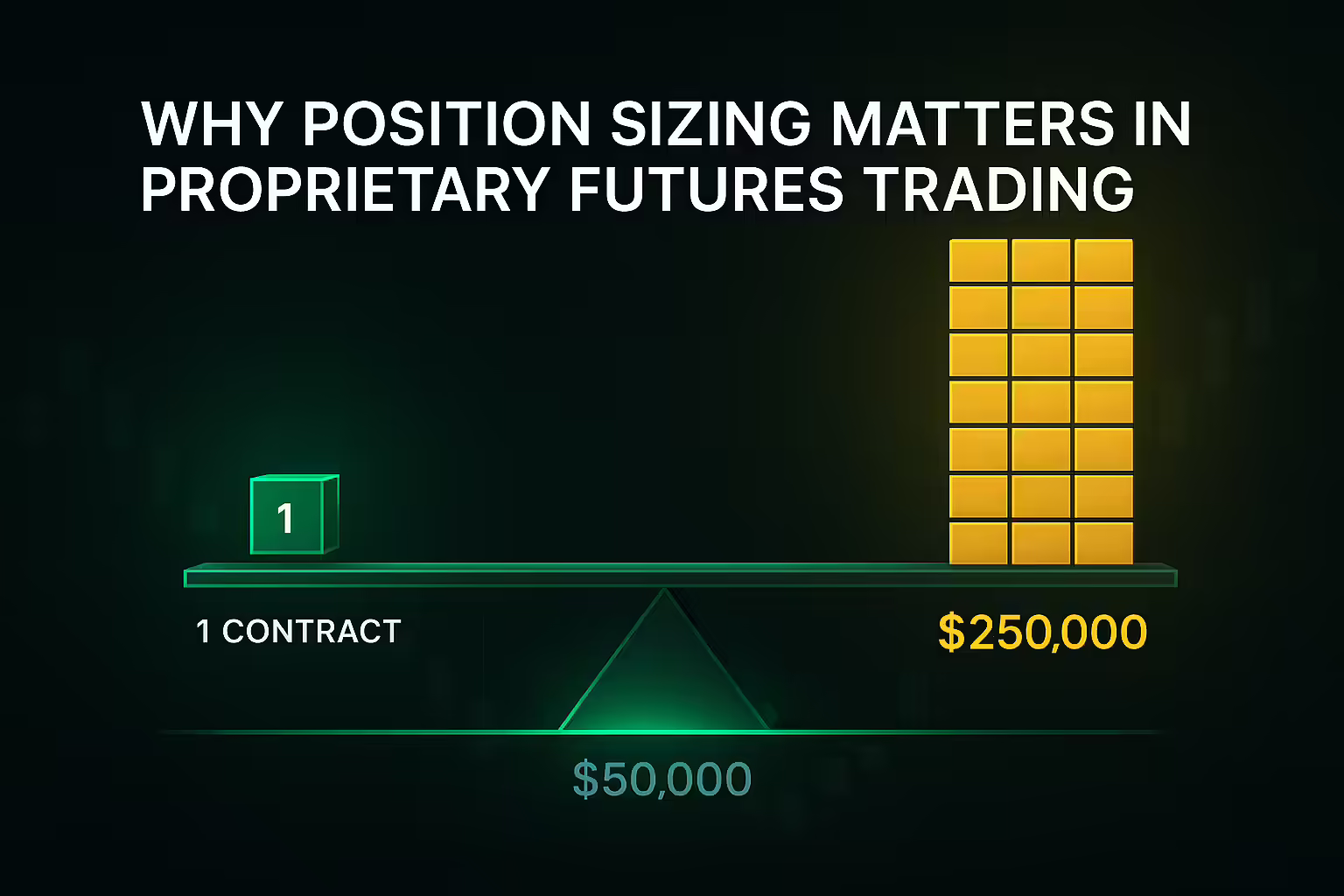 Illustration of futures leverage showing how a single contract controls outsized notional value in prop firm position sizing