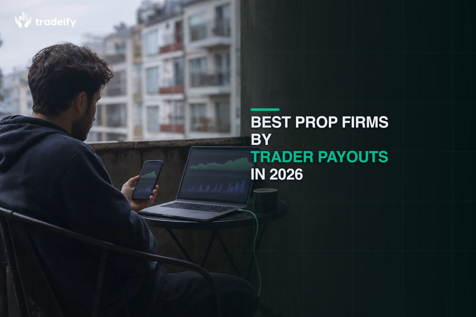 Trader comparing prop firm payout performance on a laptop and phone