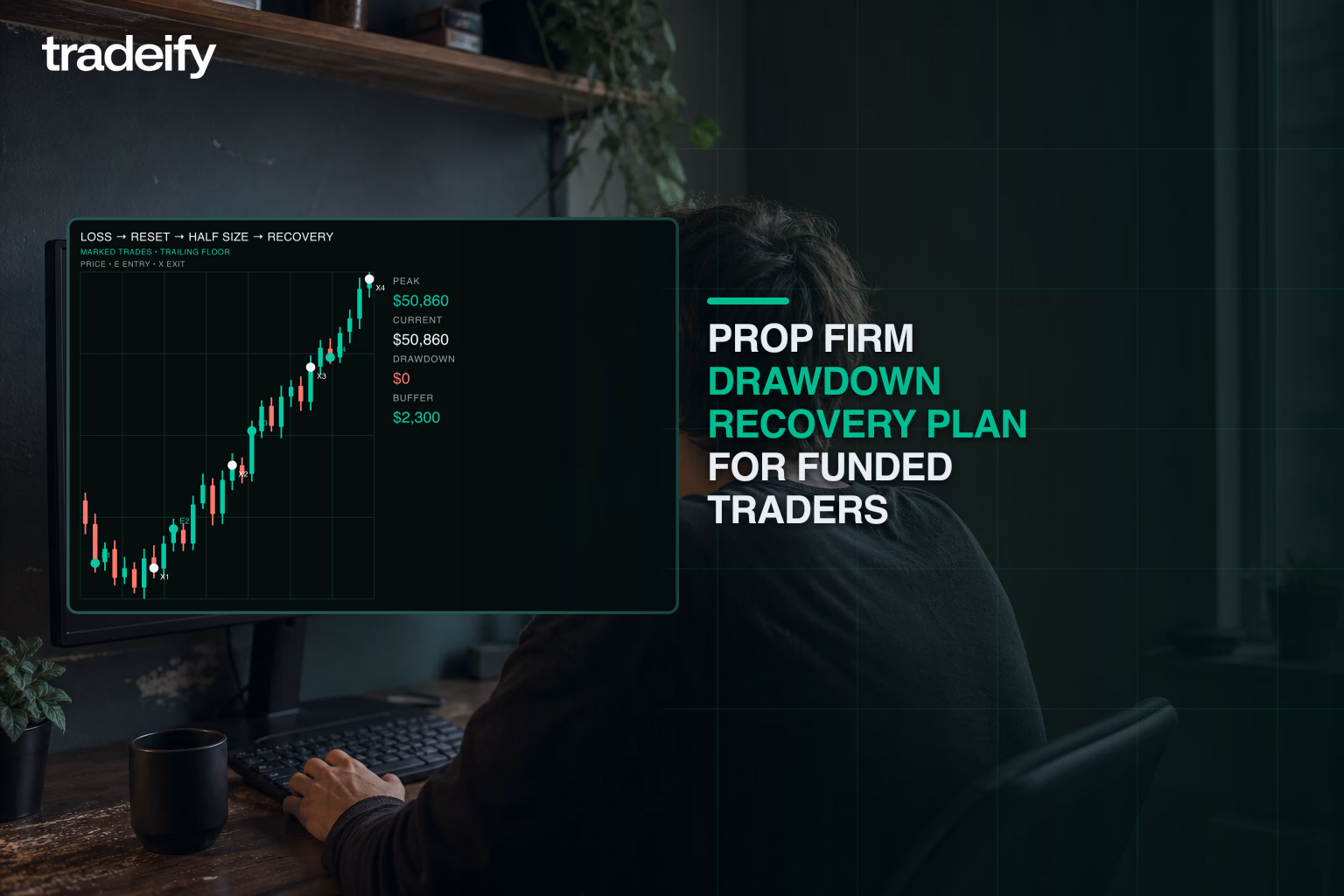 Funded trader rebuilding account buffer through a validated reset and reduced-risk recovery sequence