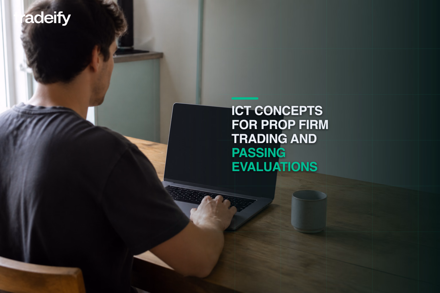 Young futures trader checking an ICT evaluation workflow before entering a trade