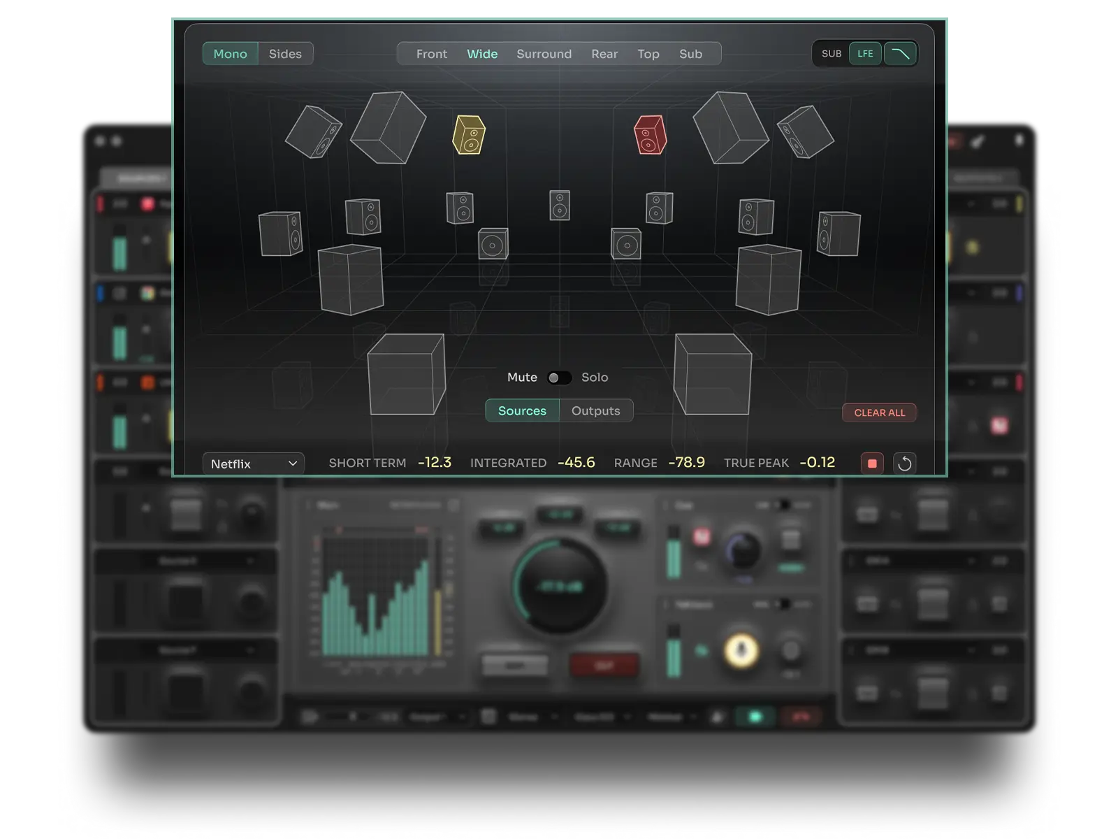 Room calibration software for surround sound and immersive audio speaker systems