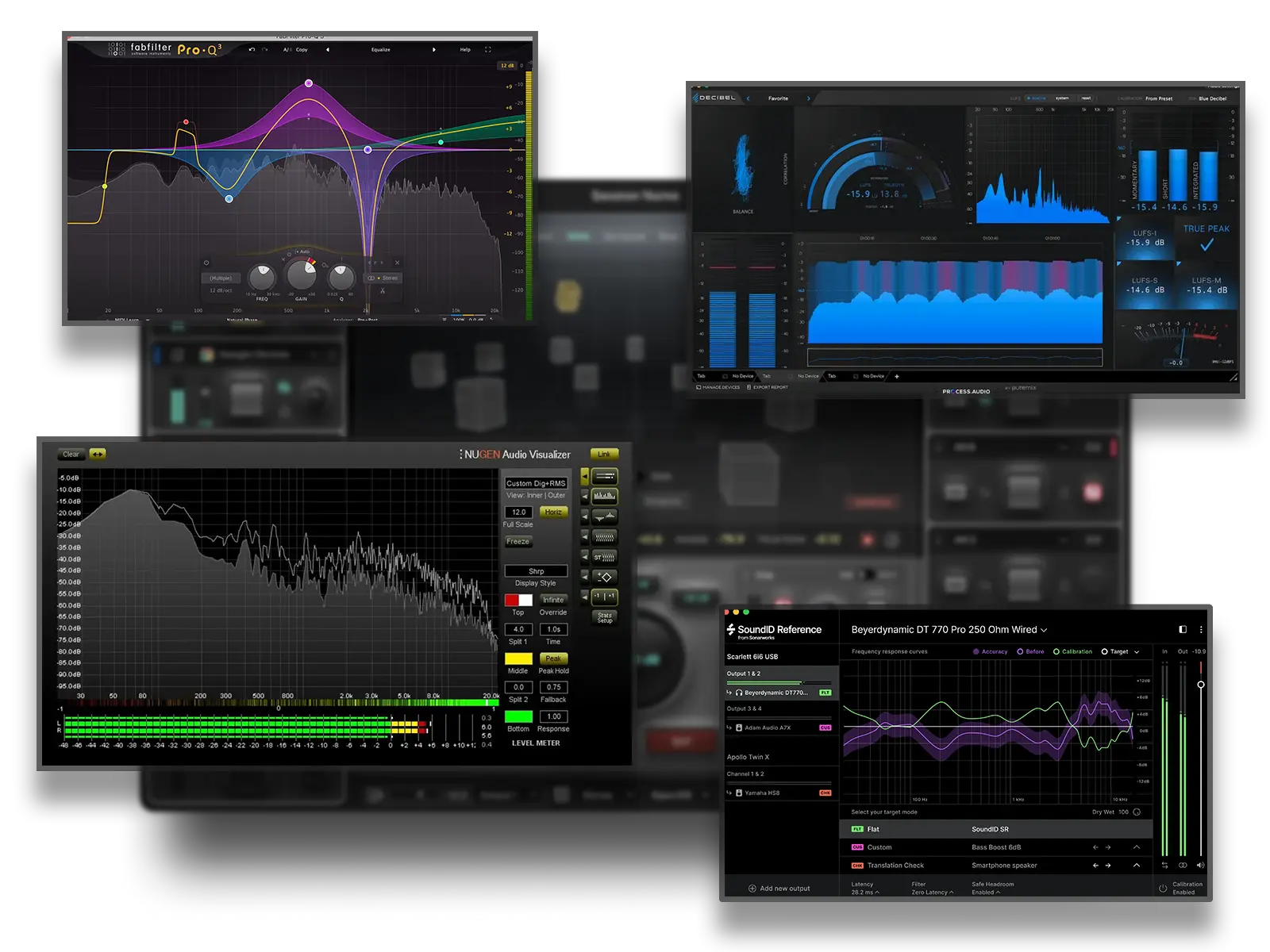 Host EQ, room simulation, room correction, metering and referencing plugins inside Sphere