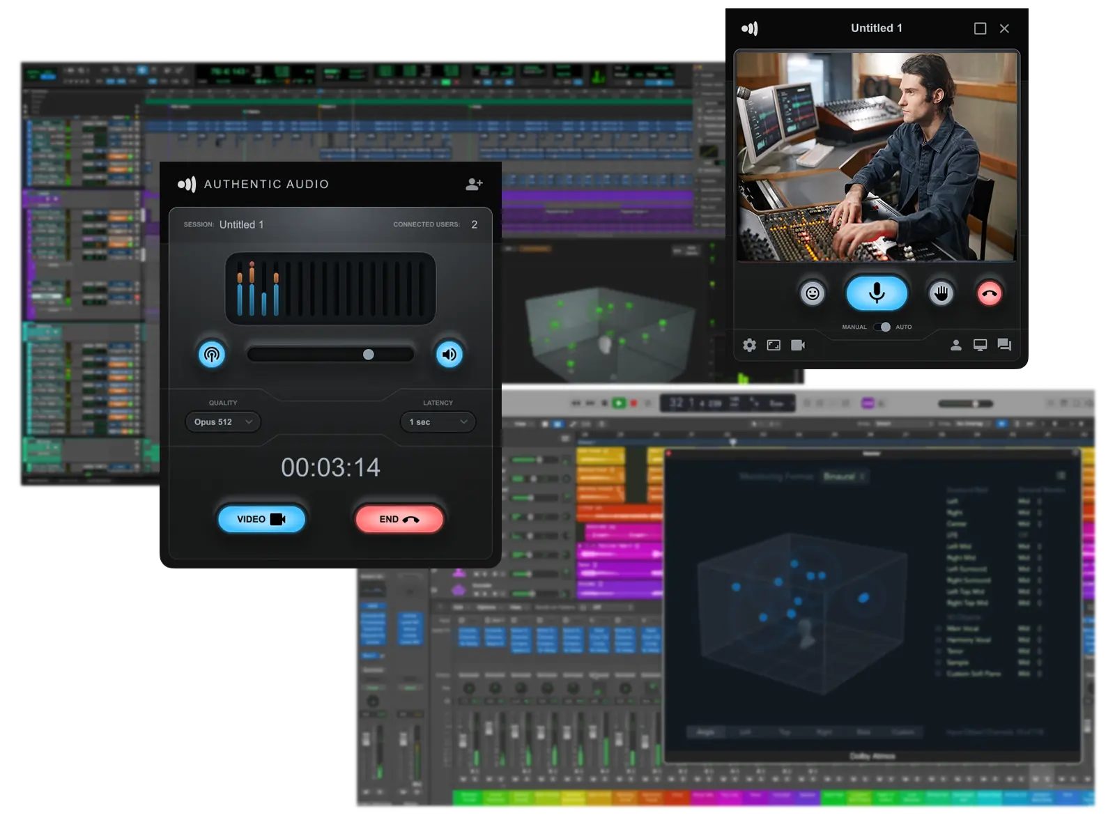 Use Authentic Audio to stream lossless audio from one DAW to another in real-time
