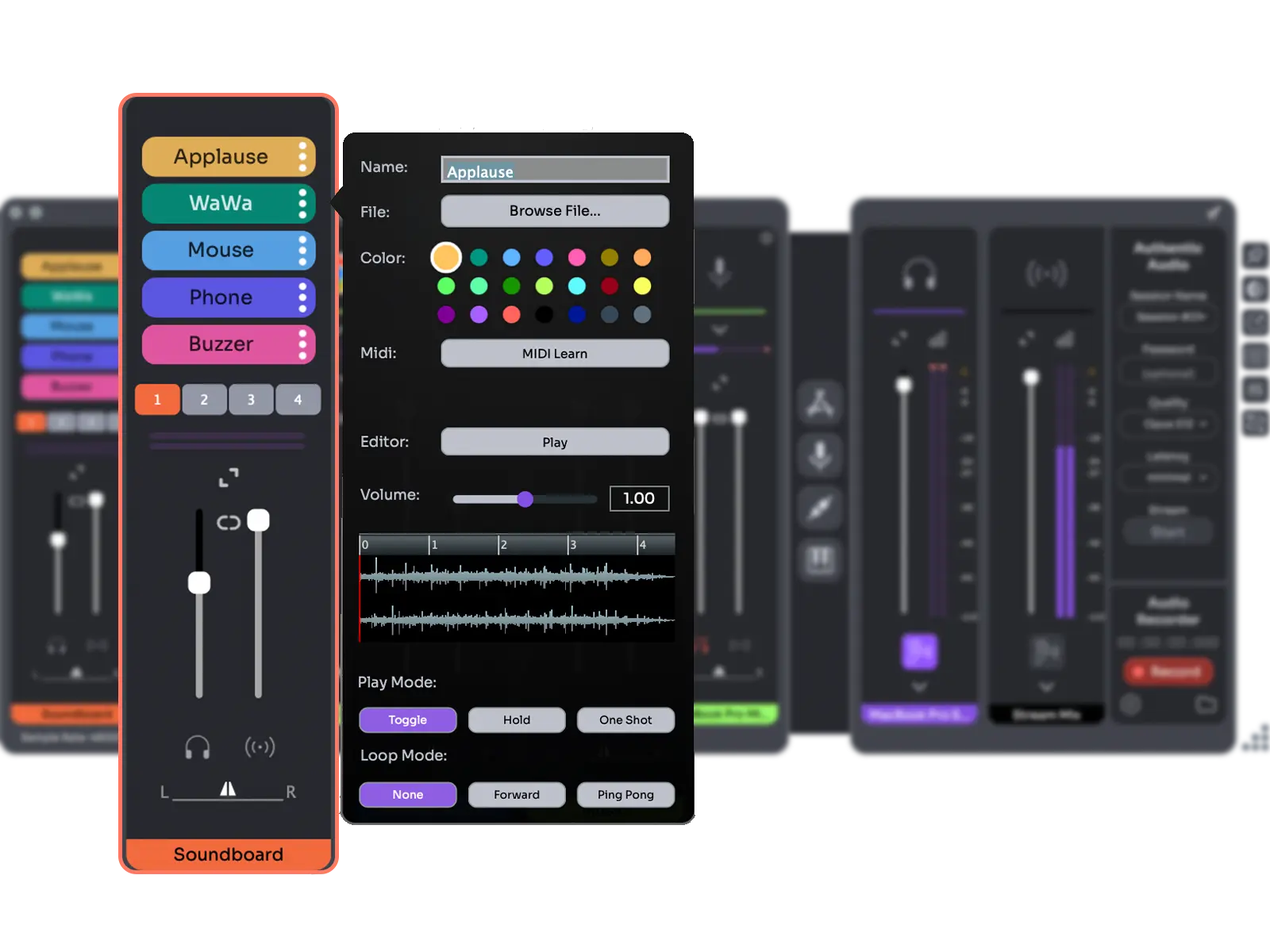 Use CASTER’s soundboard to instantly play inbuilt and custom sound effects
