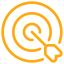 Orange target with three concentric circles and an arrow hitting the center.