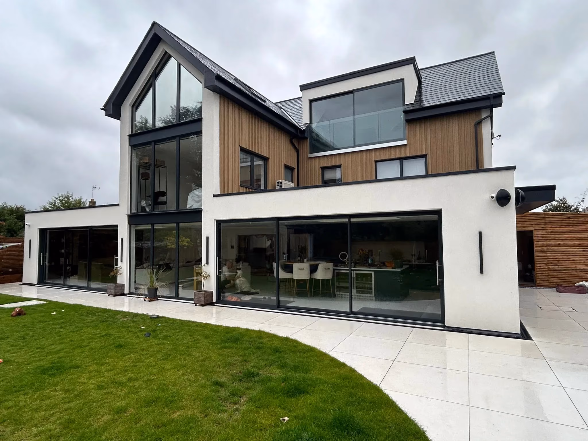 Modern home exterior featuring aluminium framed windows