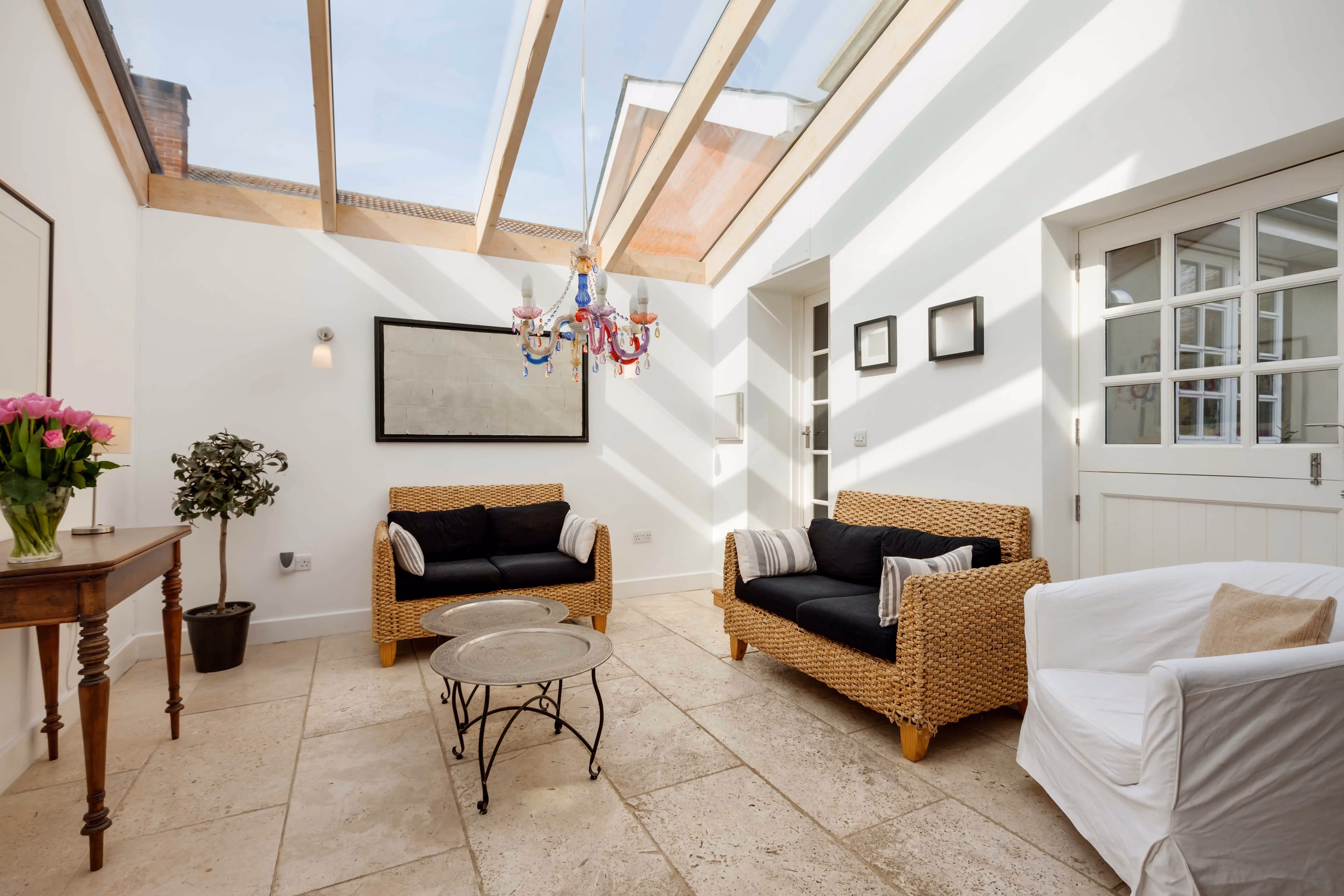 Residential property featuring modern window and door installation