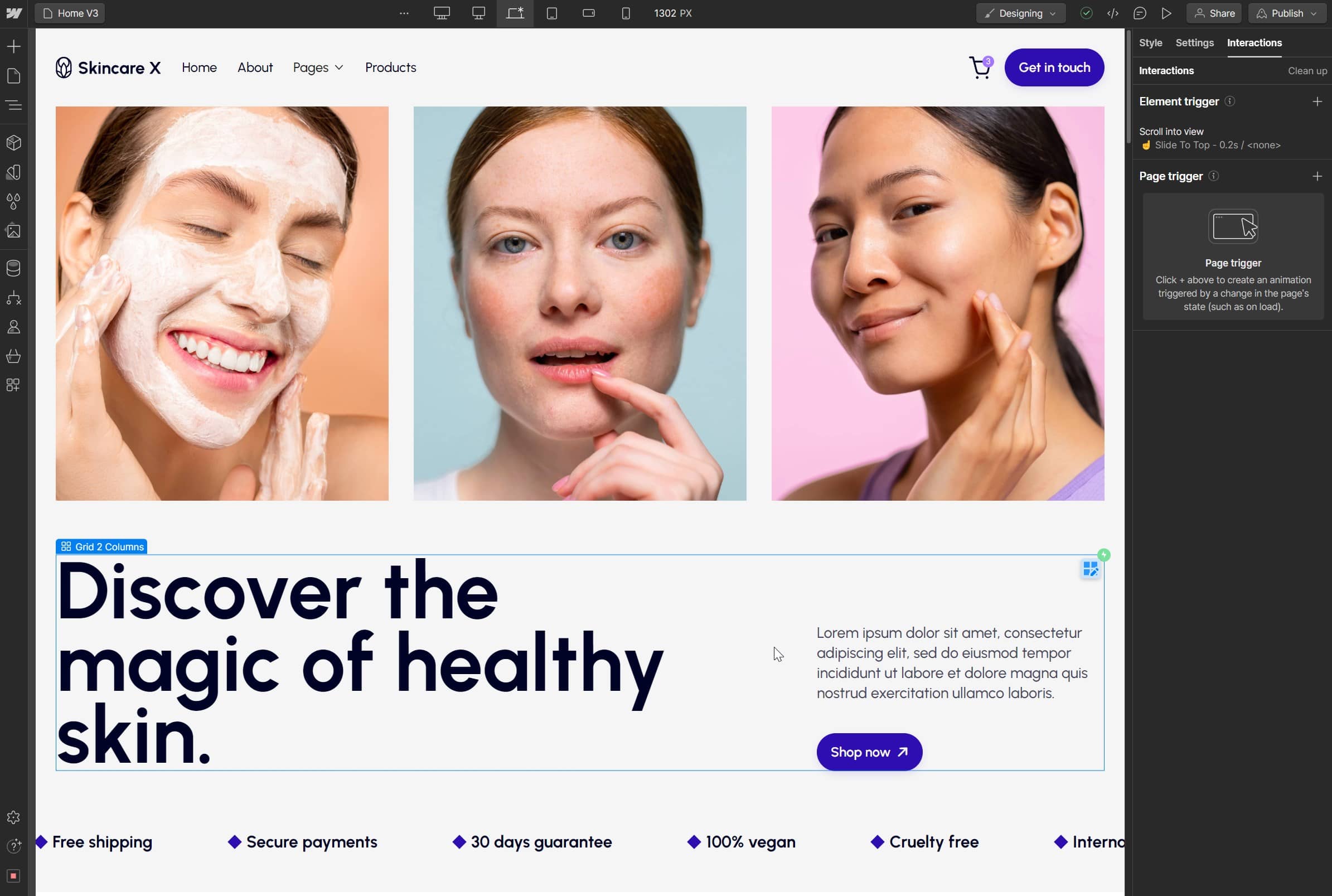 Animations - Skincare X Webflow Template