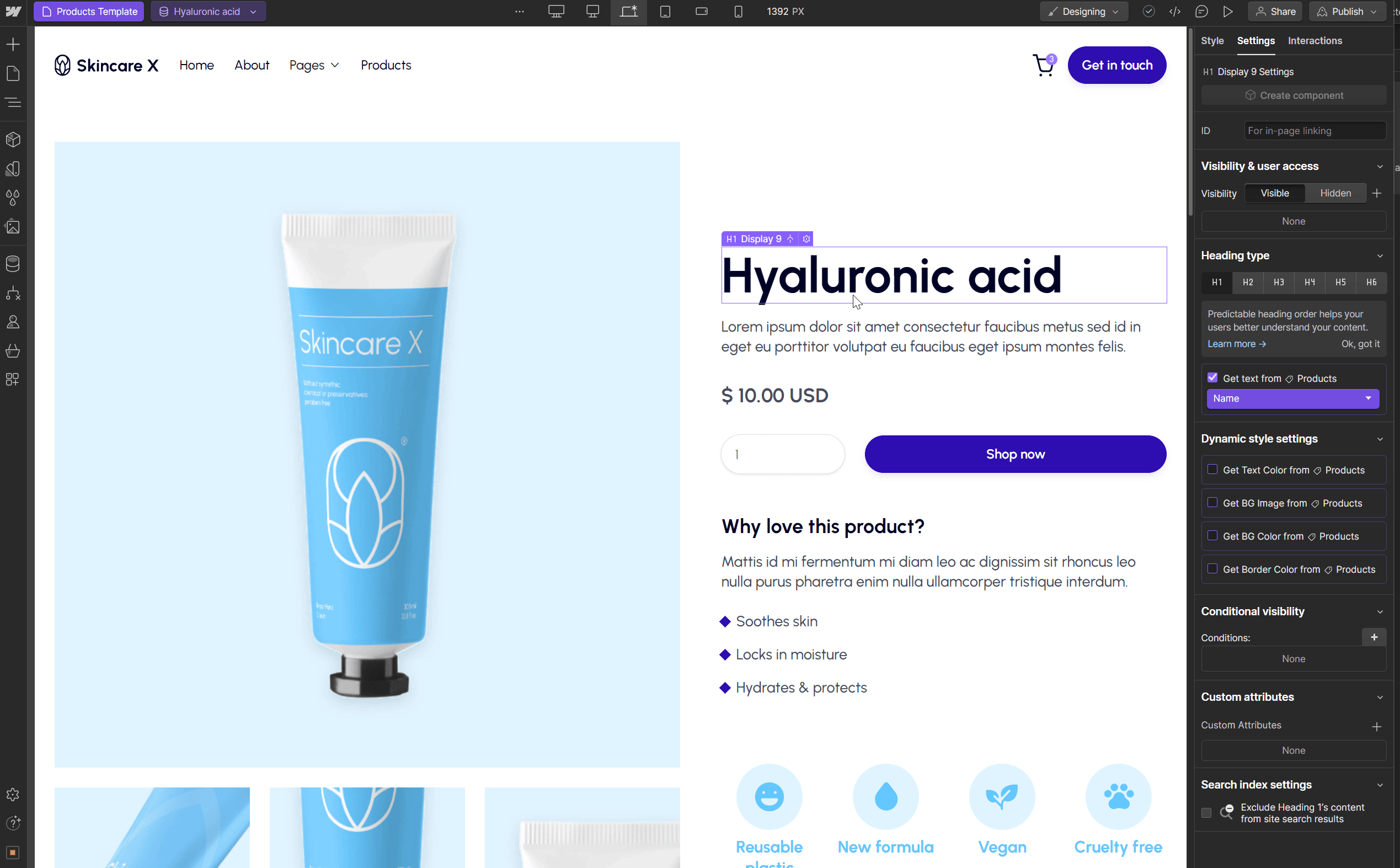 Ecommerce Page - Skincare X Webflow Template