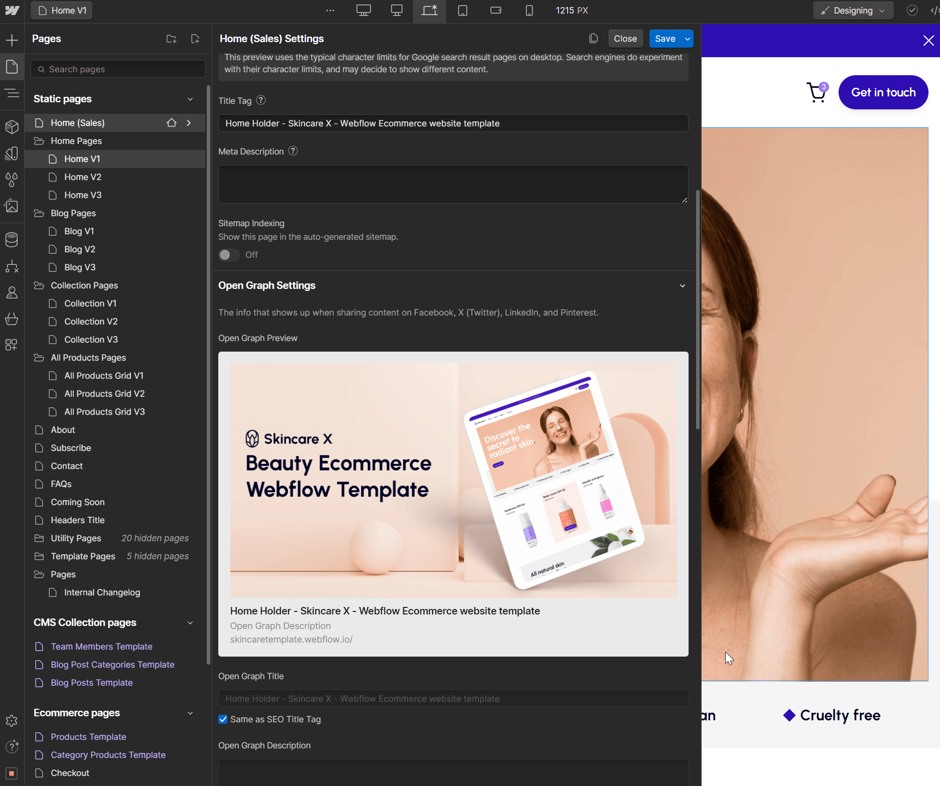 SEO - Skincare X Webflow Template