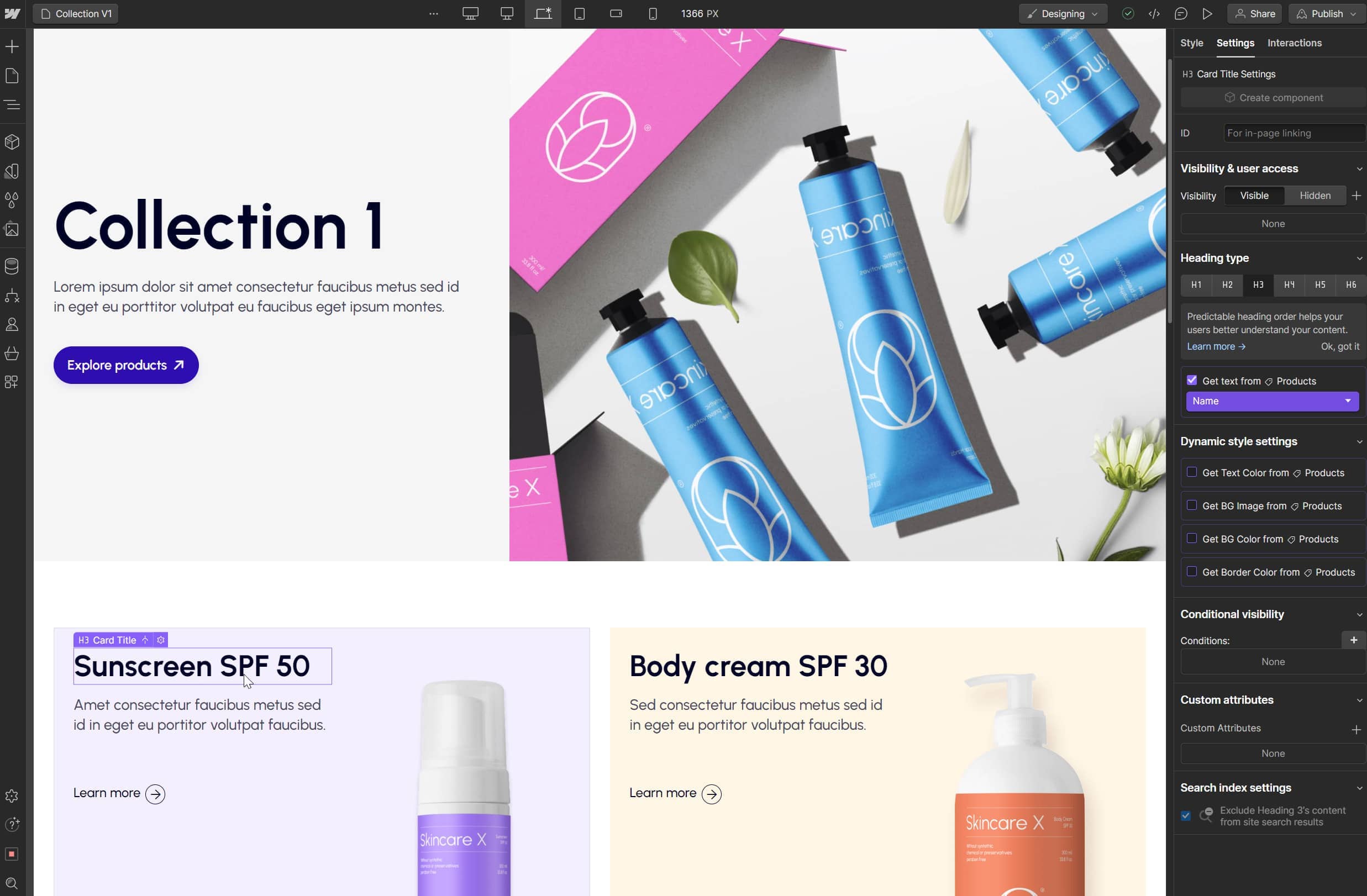 Ecommerce Content - Skincare X Webflow Template