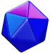 3D blue and purple dodecahedron geometric shape with glossy surfaces.