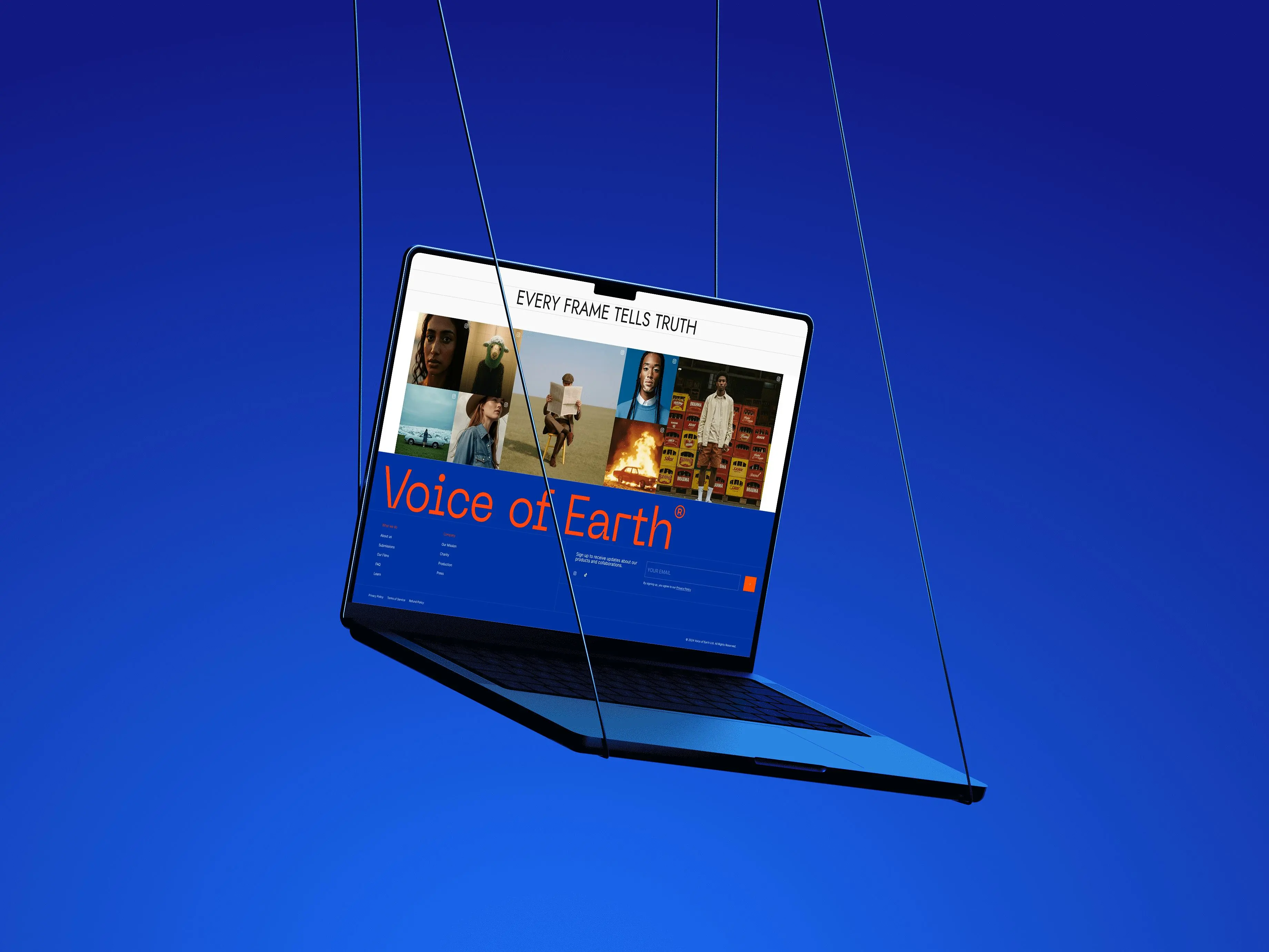 Blackout silhouette laptop levitating with digital design on screen