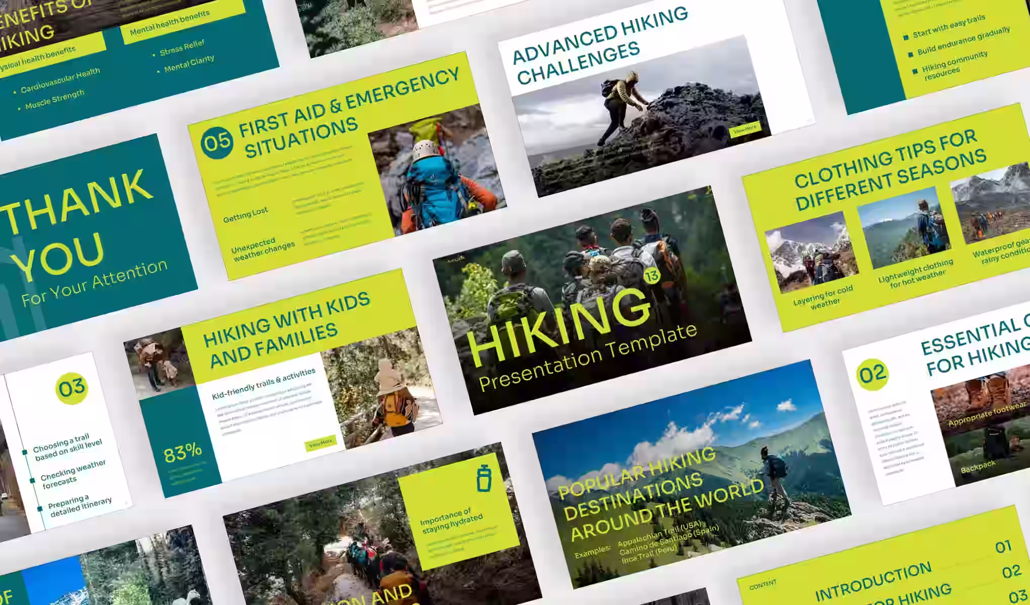 Adventure startup pitch deck – outdoor lifestyle presentation design with bold visuals