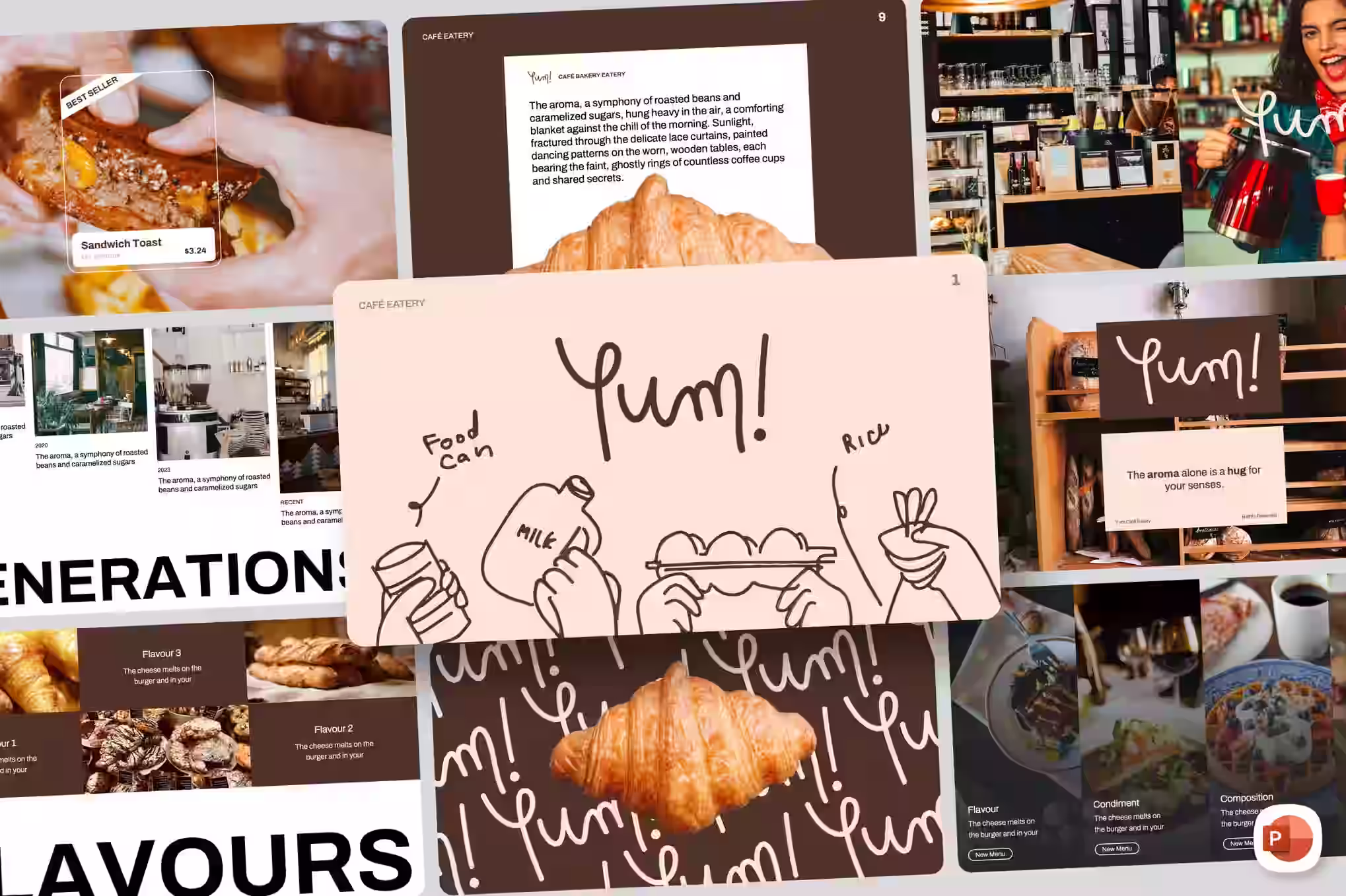 Creative food startup presentation design – investor pitch deck with playful visuals and brand storytelling