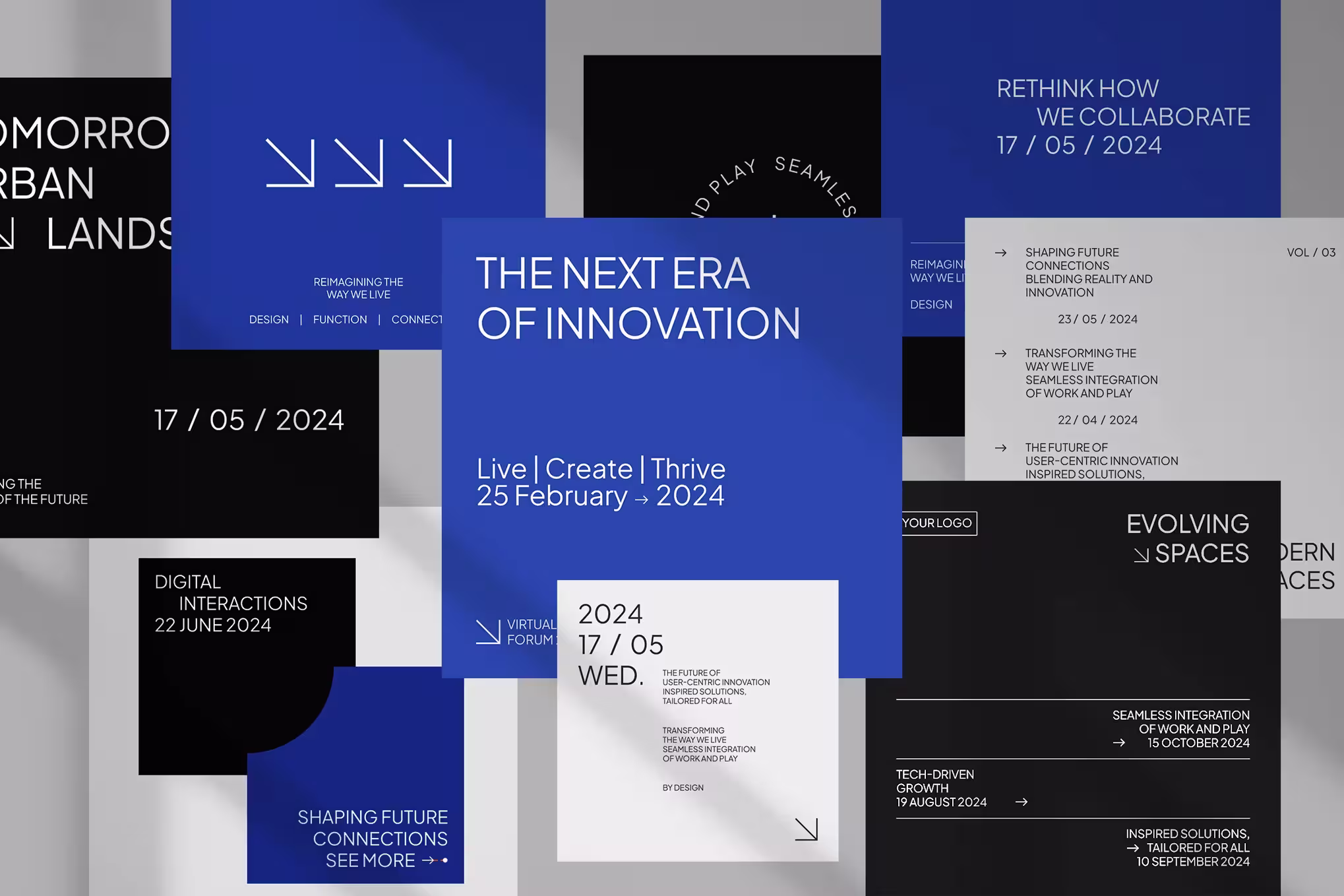 Professional event promotion social media design in modern blue branding by Design Policy Design Studio