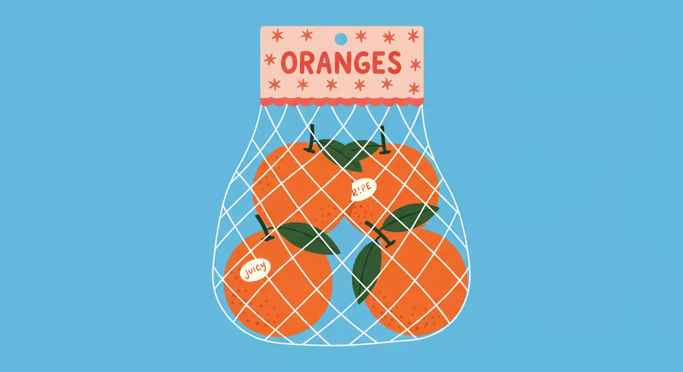 Playful orange packaging illustration, modern flat design artwork by Design Policy – creative agency for startup branding and product design