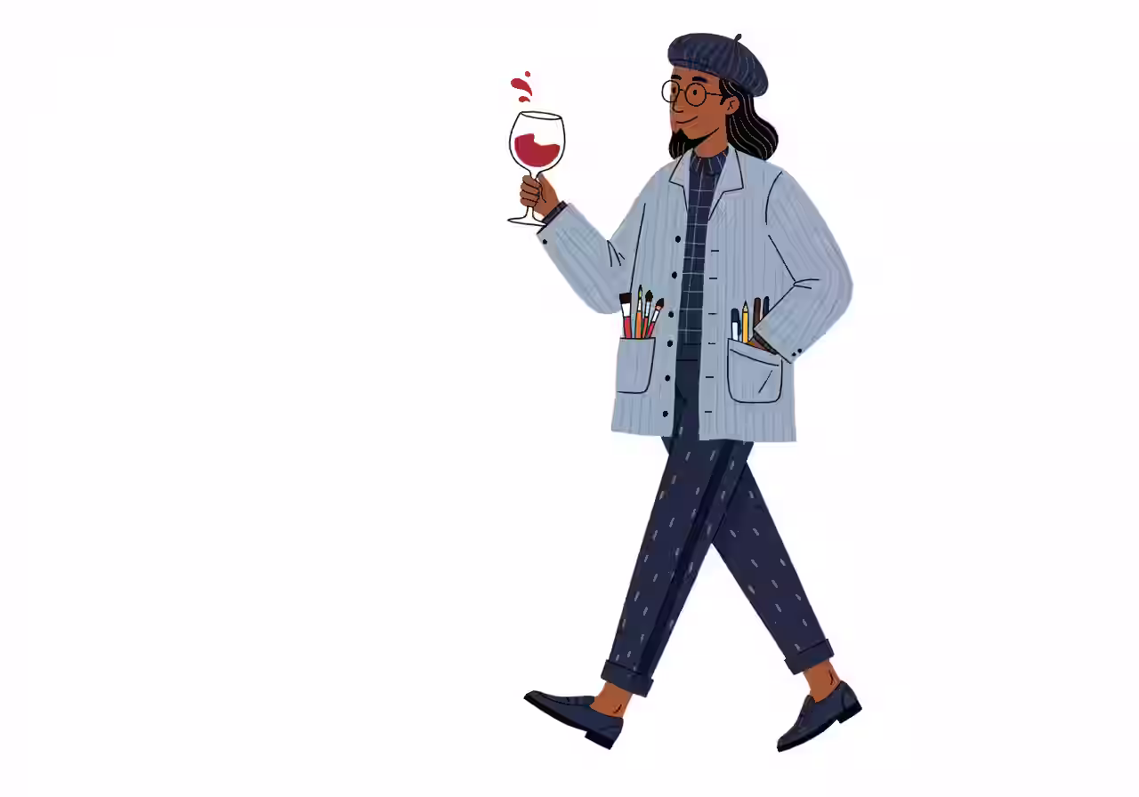 Minimal vector illustration of a man walking, creative branding graphic by Design Policy – graphic design studio for startups and tech companies
