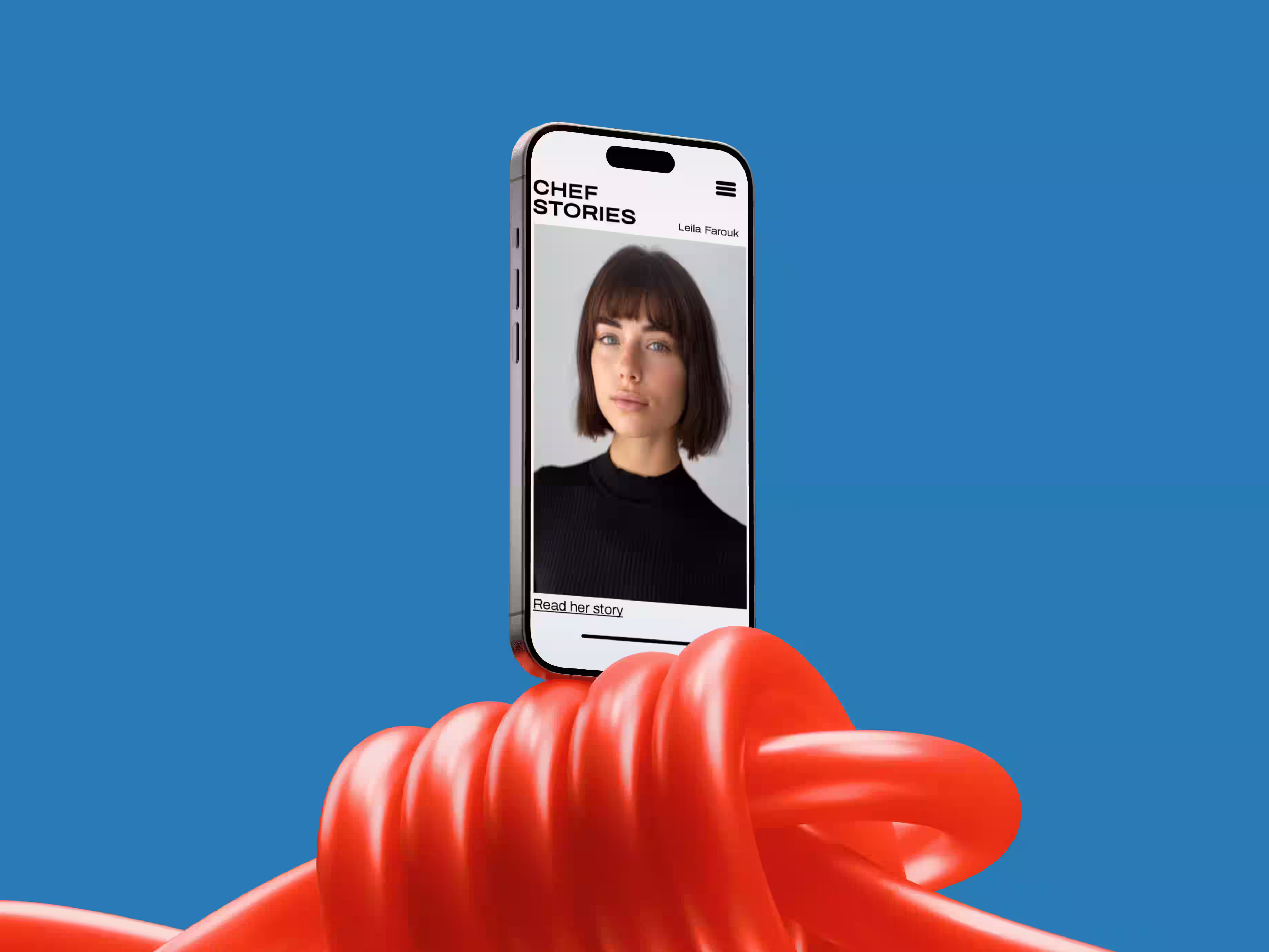 Playful creative ad design for food tech startup – unique smartphone UI mockup with bold colors.”