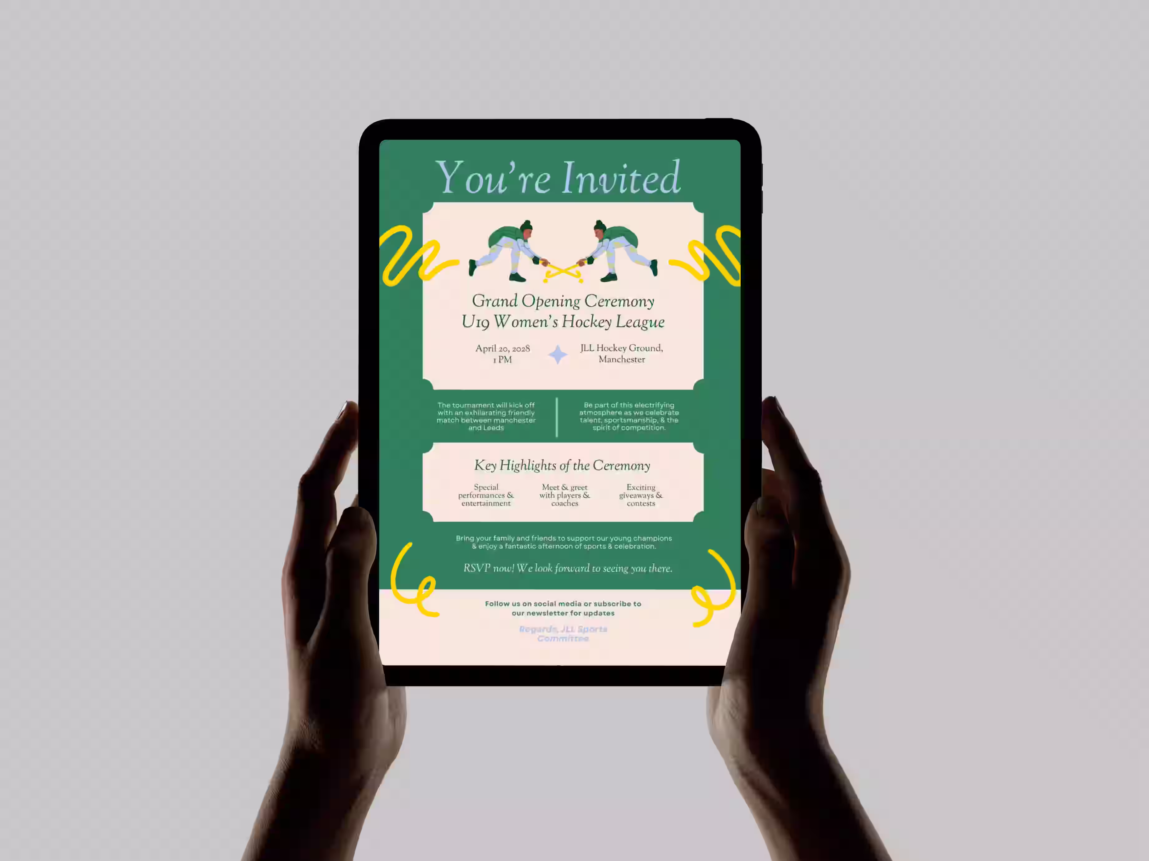 Startup event invitation email design – creative digital newsletter layout with modern graphics by Design Policy