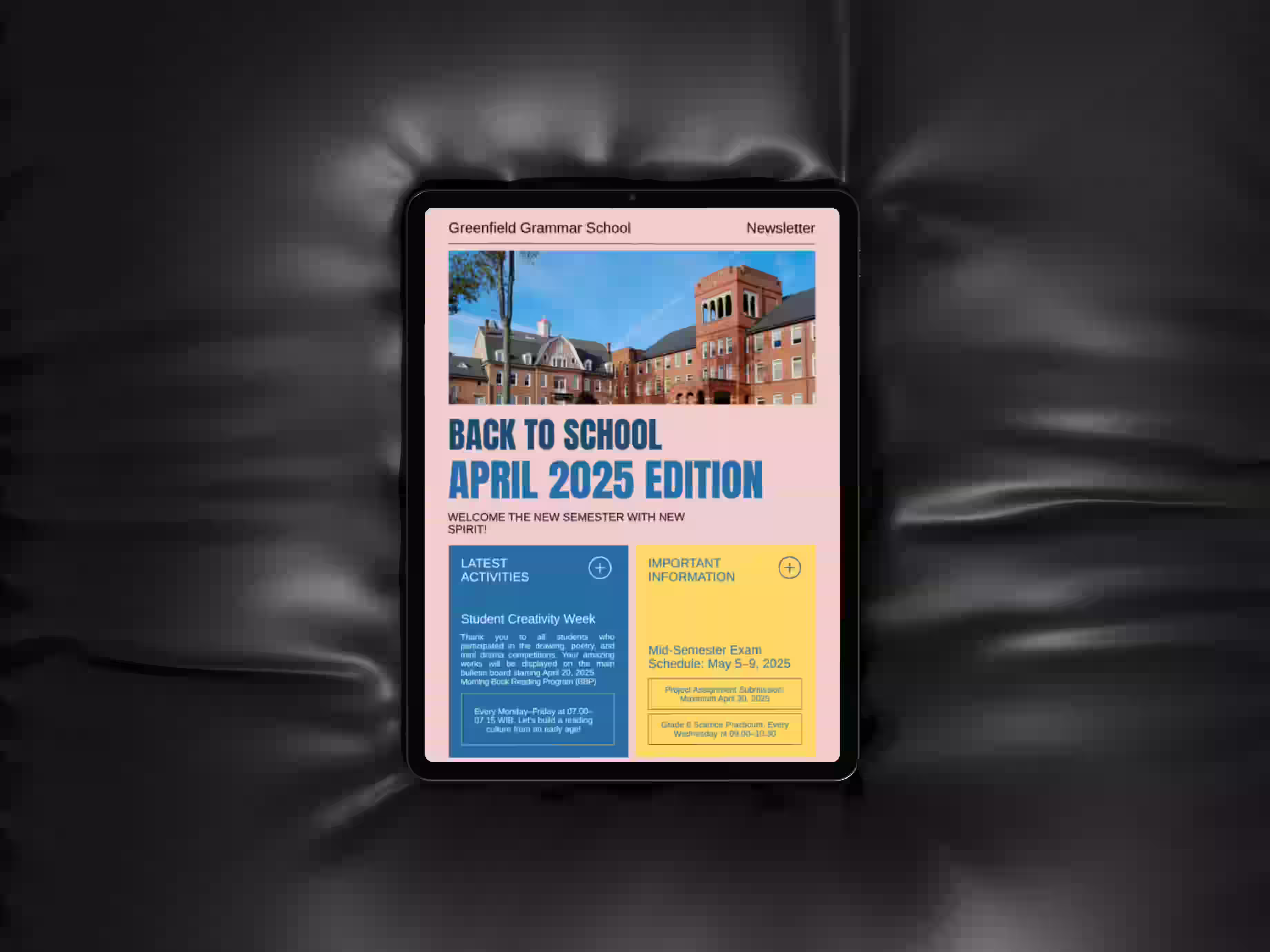Educational startup newsletter design – clean UI for back-to-school email marketing campaign