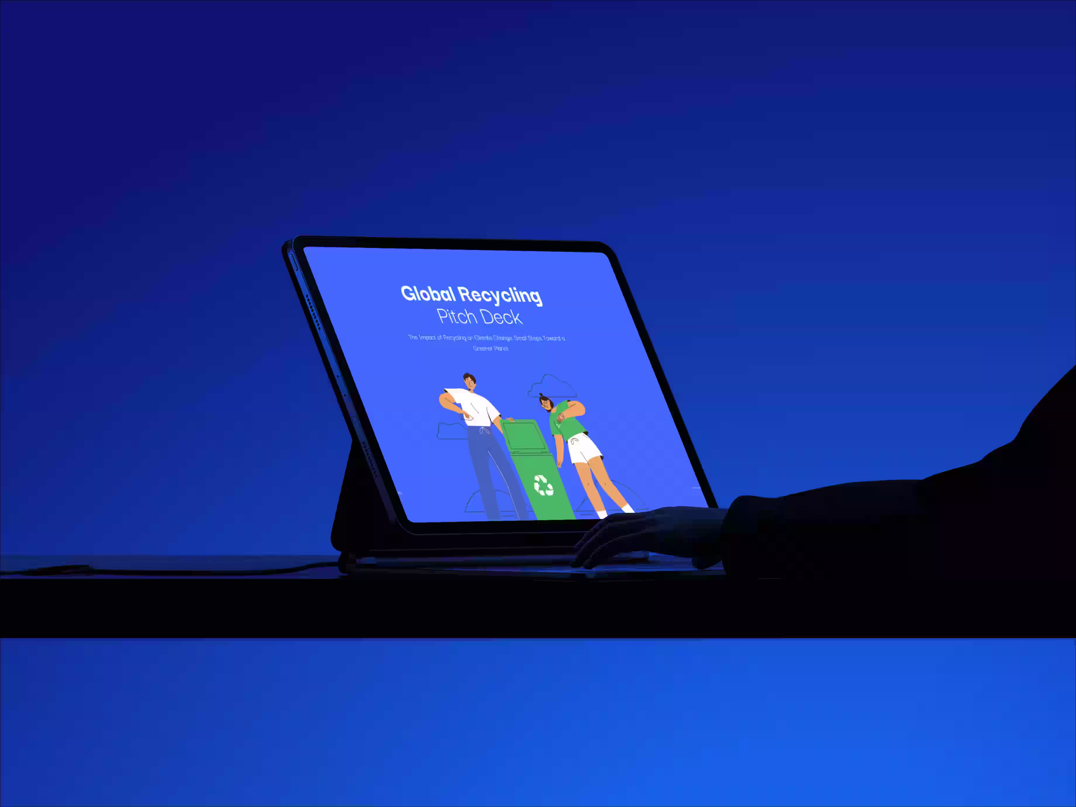 Sustainability and recycling laptop illustration, modern startup-focused digital design by Design Policy – graphic design agency for tech and impact-driven companies