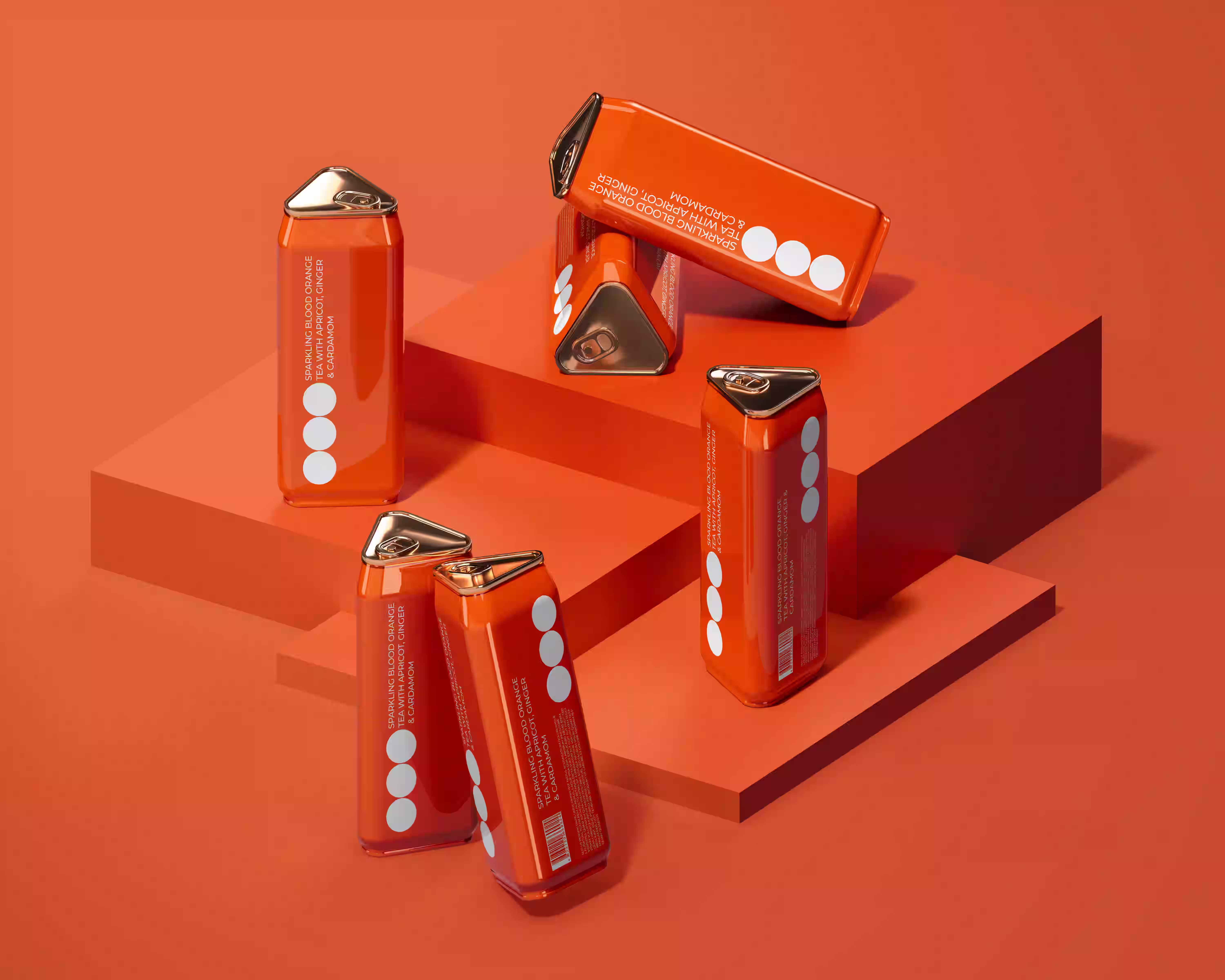 Startup beverage branding – creative energy drink packaging design with vibrant orange color palette