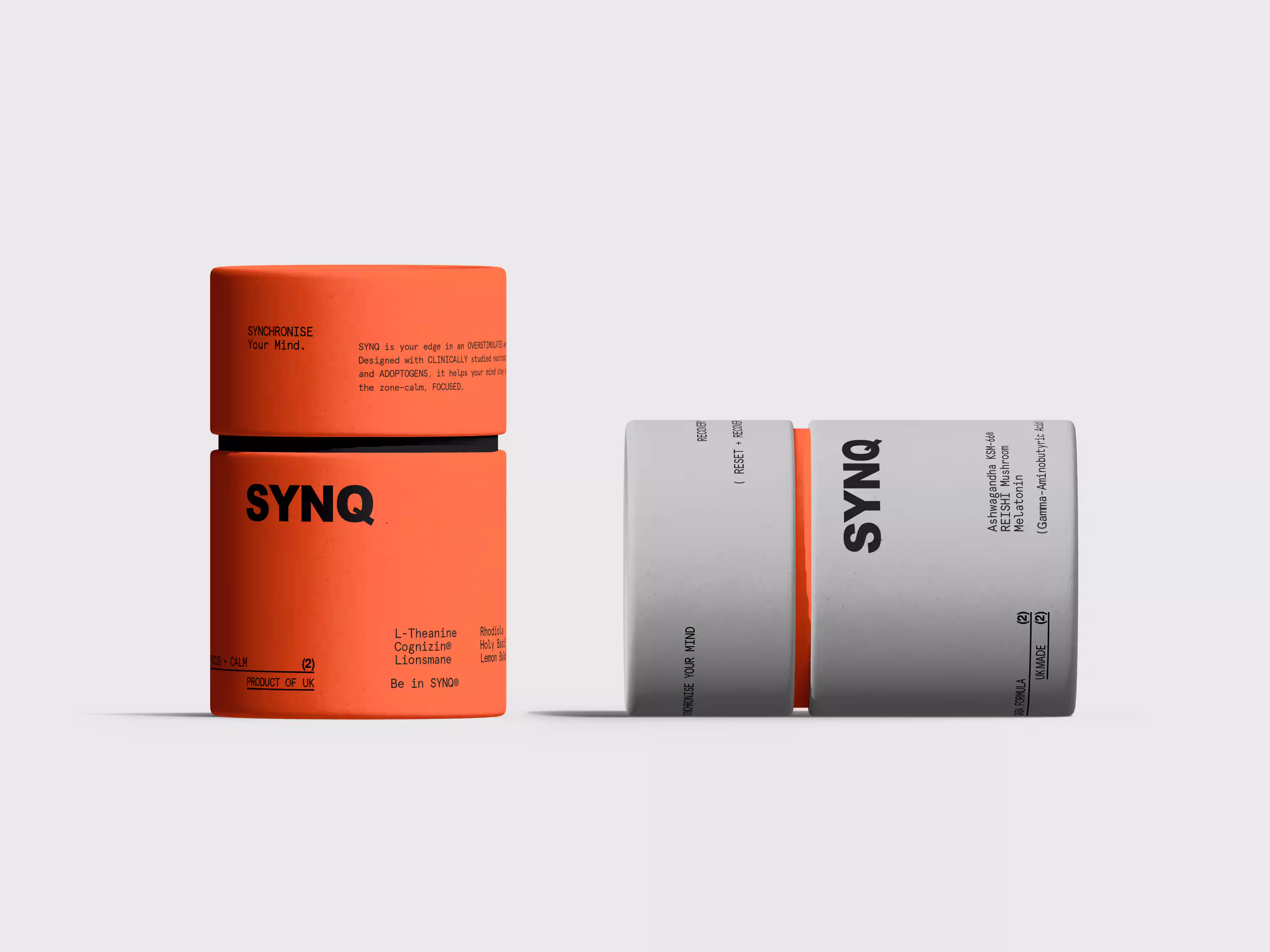 Modern supplement packaging design for health startup – minimalist jars with clean typography by Design Policy